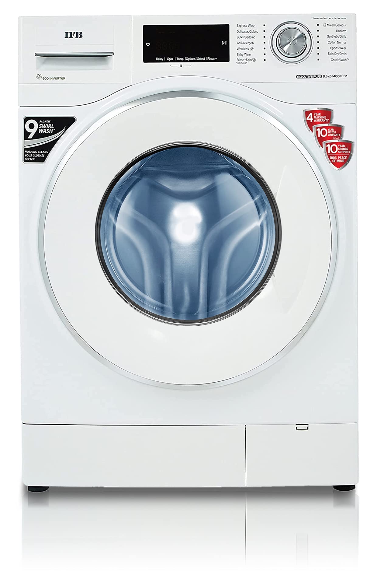 IFB 9 Kg 5 Star Powered by AI with 9 Swirl Wash, WiFi, Fully Automatic Front Load Washing Machine (Executive SXN 9014K, Steam Refresh Program with Eco Inverter, Rich Silver)