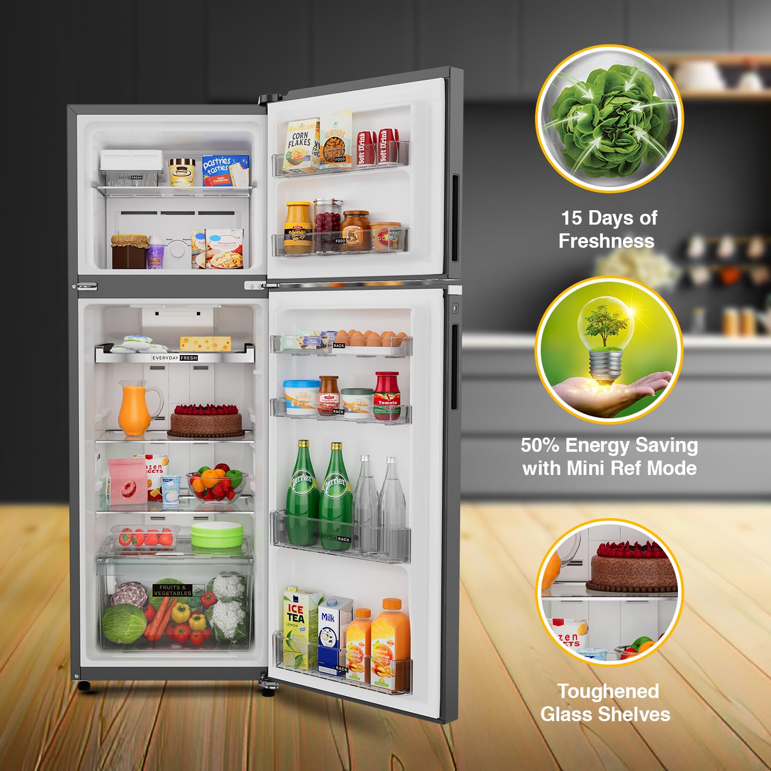 Whirlpool 327 L 3 Star Convertible Frost Free inverter Double Door Refrigerator (IF INV 375 ILLUSIA STEEL(3S) CONV-TL)