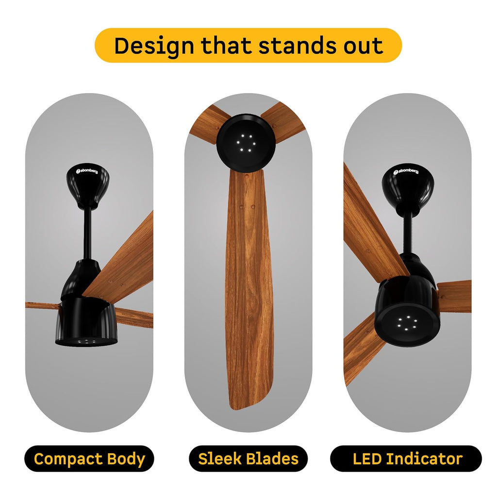atomberg Renesa Enzel 1200mm BLDC Ceiling Fan with Remote Control | 5 star Rated Energy Efficient Fan | High Air Delivery with LED Indicators| 3 Year Warranty (Honey Maplewood)-Newly Launched in 2025