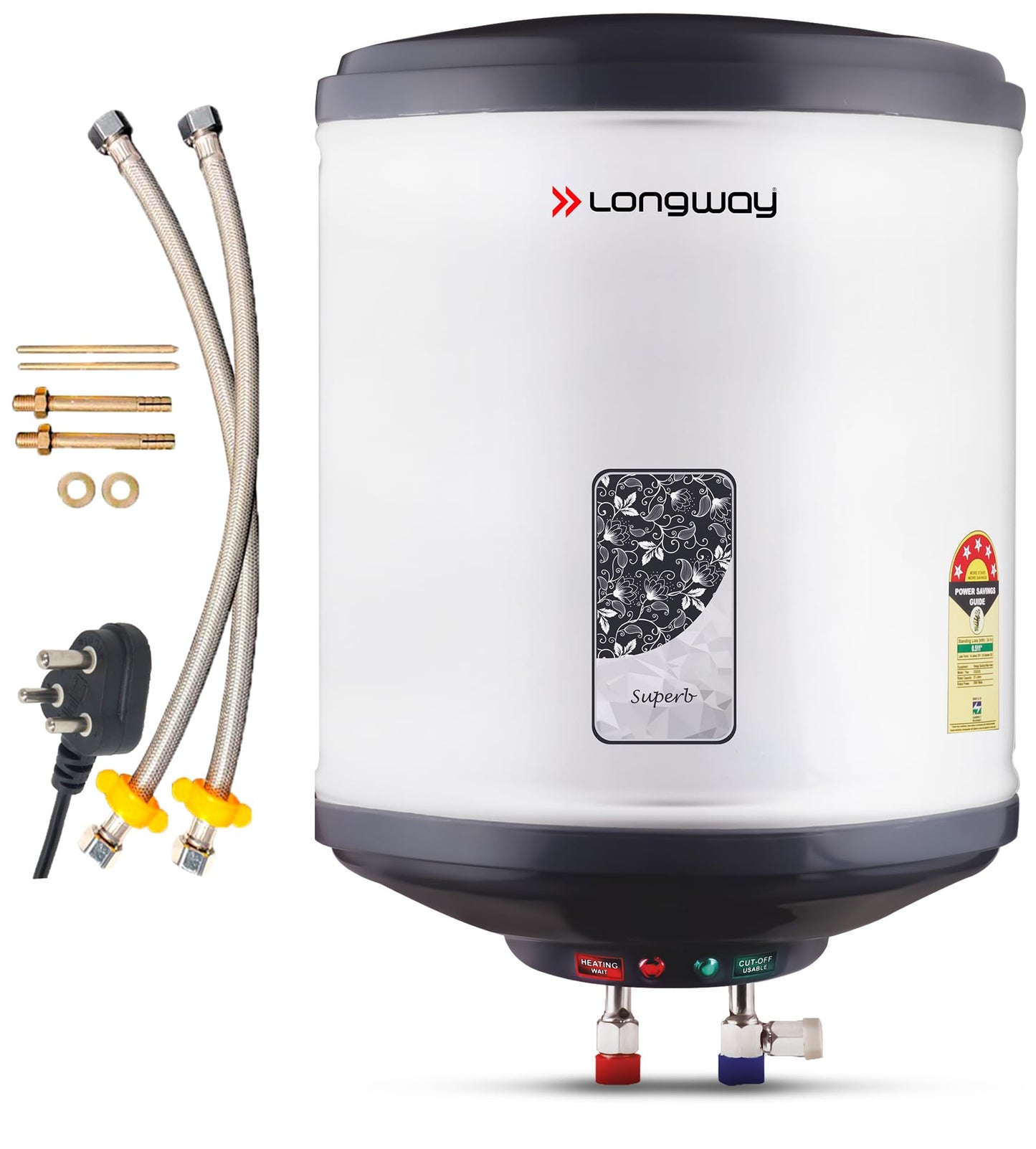 Longway Superb 10 Liters 5 Star Rated Automatic Instant Water Heater for Home | Water Geyser | Electric Geyser with Multiple Safety System & Anti-Rust Coating | 5 Years Warranty on Tank | Gray