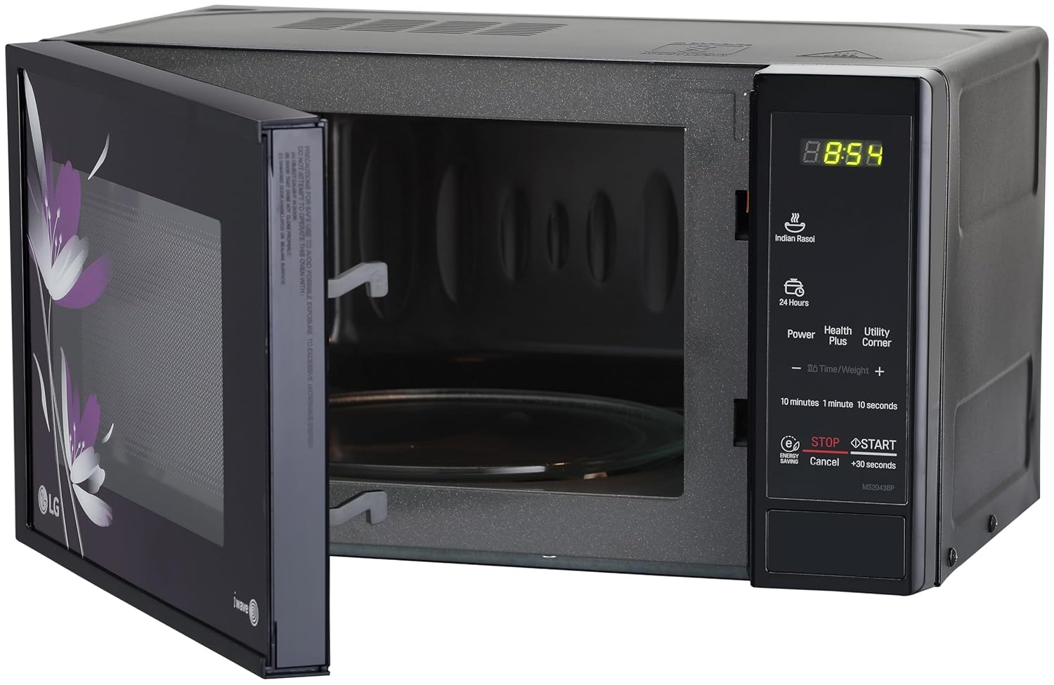 LG 20 L Solo Microwave Oven (MS2043BP, Black, Health plus Menu, I-Wave Technology, Indian Cuisine, Even Reheat & Defrost, Auto Cook Menu, Anti-Bacterial Cavity & Steam Clean)