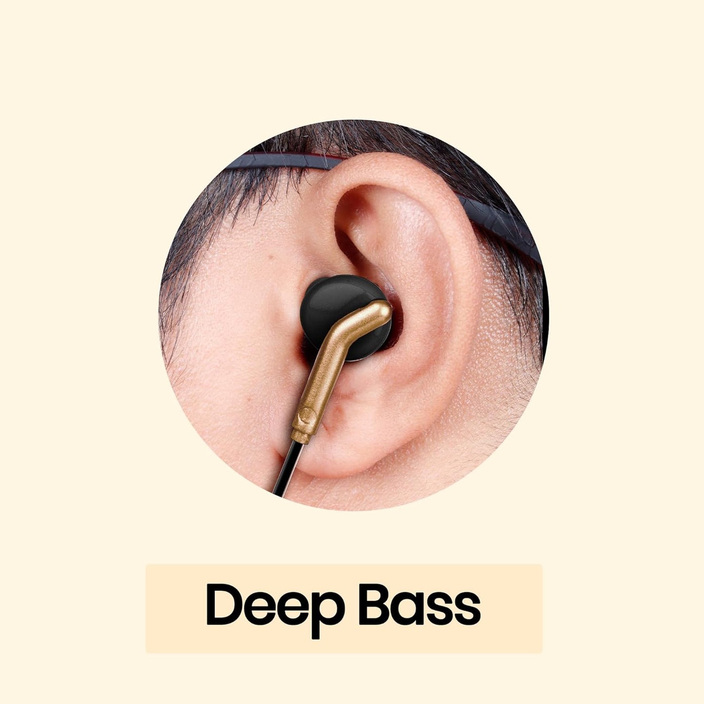 ZEBRONICS Bro 3.5Mm Wired in Ear Earphones, in-Line Mic, Deep Bass, 1.2M Strong and Long Lasting Cable, Light Weight, Compatible with Mobile | Tablet | Laptop (Black + Gold)