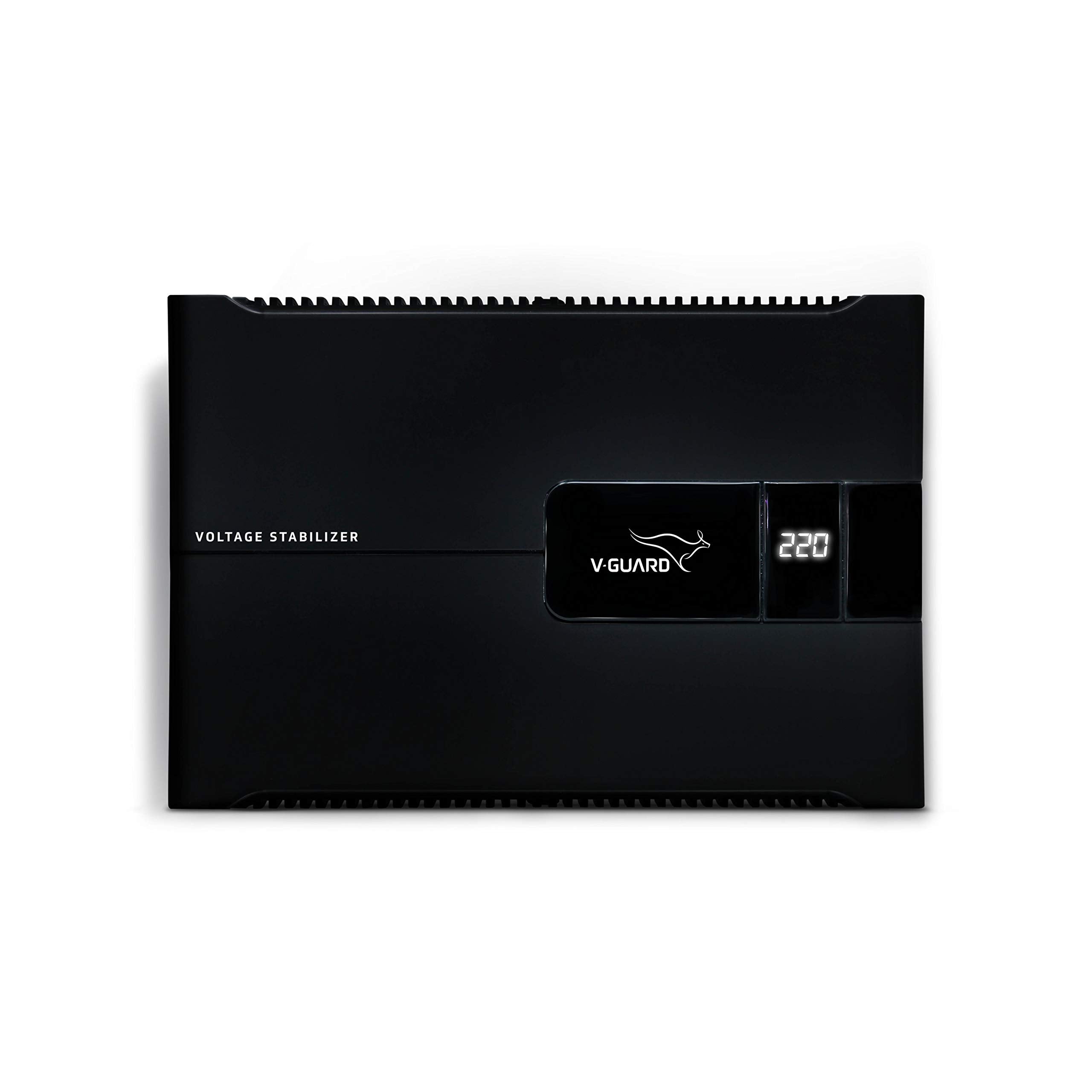 V-Guard Voltino Grand Digi Plus TV Stabilizer | Applicable for Smart TVs up to 203 cm (80'') + Set Top Box,Home Theatre/Gaming Console| 4 A Capacity | Dual Seven Segment Digital Display | Black