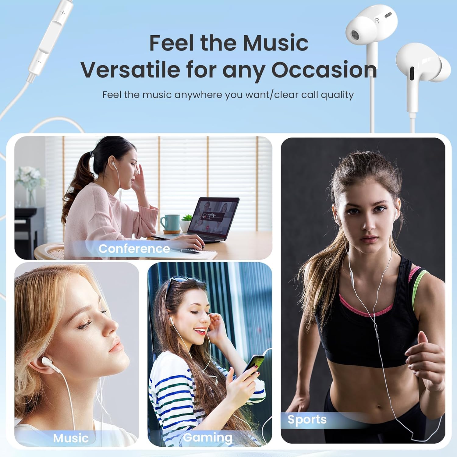 ONE43 Earphone,Wired Earphone Turbo BASS Sound for All Devices Full BASS Sound and Clear MIC for Calling (Classic)