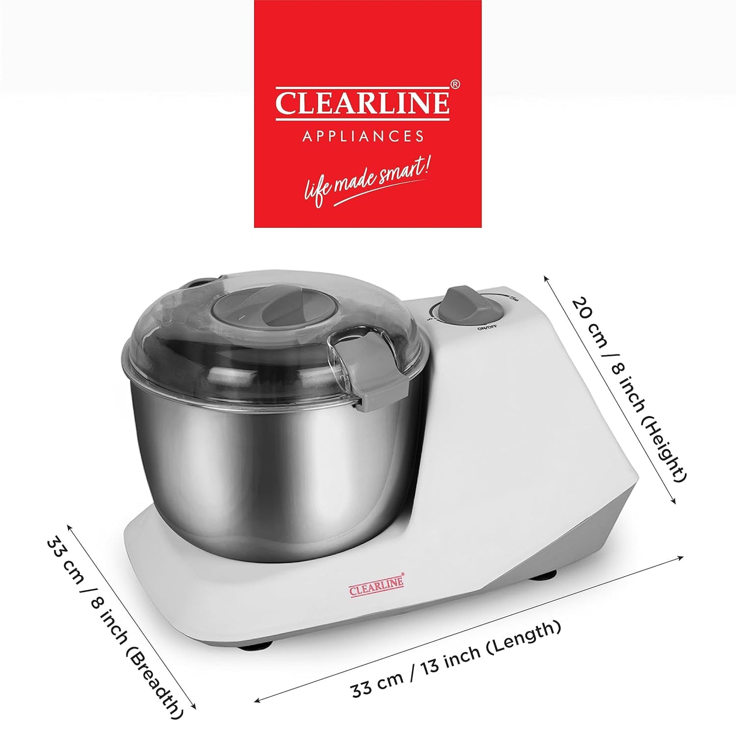 Clearline Automatic Electric Atta Kneader Dough Maker with Stainless Steel, Smart Atta Kneader Mixer and Dough Kneader Machine, Dough Mixer Machine with 650 Watts Power