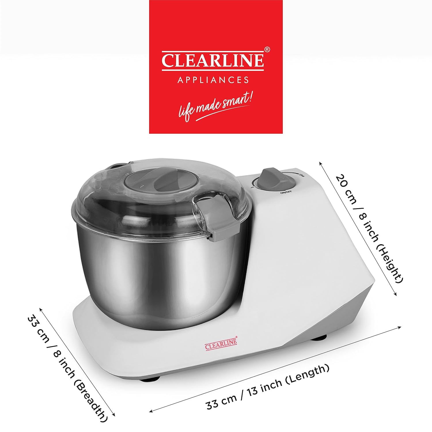 Clearline Automatic Electric Atta Kneader Dough Maker with Stainless Steel, Smart Atta Kneader Mixer and Dough Kneader Machine, Dough Mixer Machine with 650 Watts Power