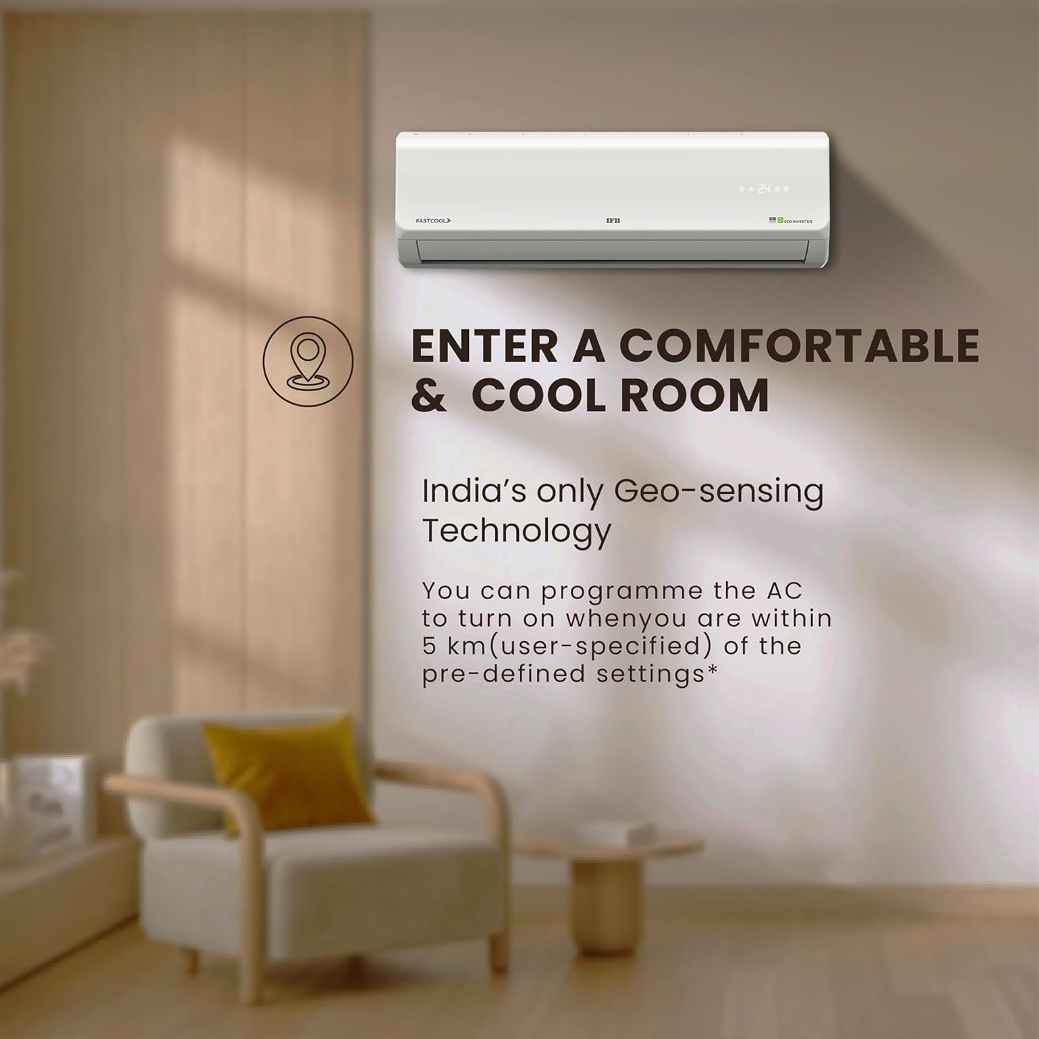 IFB 2025 Model Silver Plus Smart Series 1.5 Ton 3 Star In-built Wifi Split AC with HD Compressor, AI, Dual Gold Fin & 8-in-1 Flexi Mode - White (CI173SL22SGM1, Copper Condenser