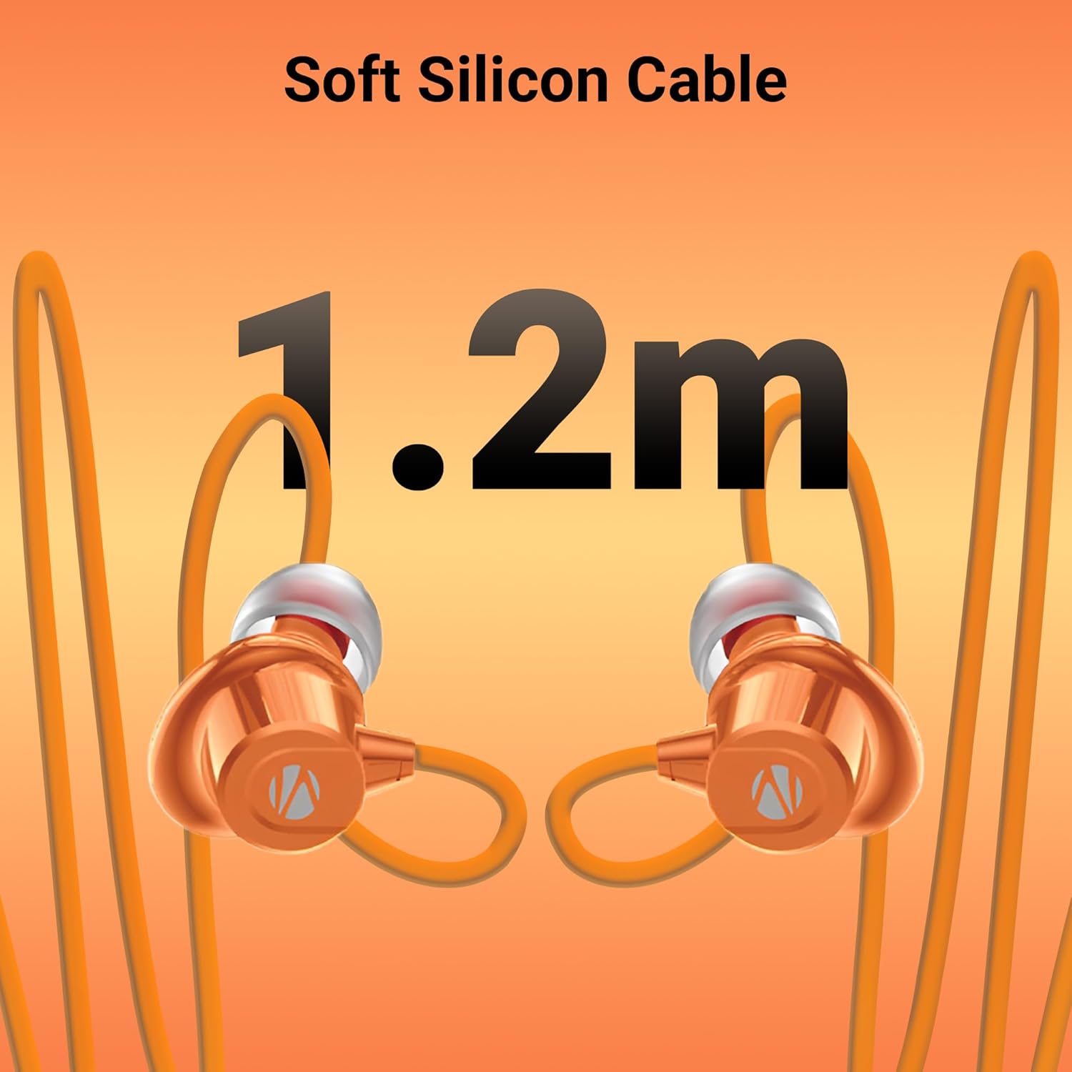 ZEBRONICS Buds 50, 3.5mm, in-Ear, Wired Earphones, in-Line MIC, 10mm Neodymium Bass Drivers, 1.2m Soft Silicon Cable, Magnetic Earbuds, Compatible with Mobile | Tablet | Laptop (Orange)