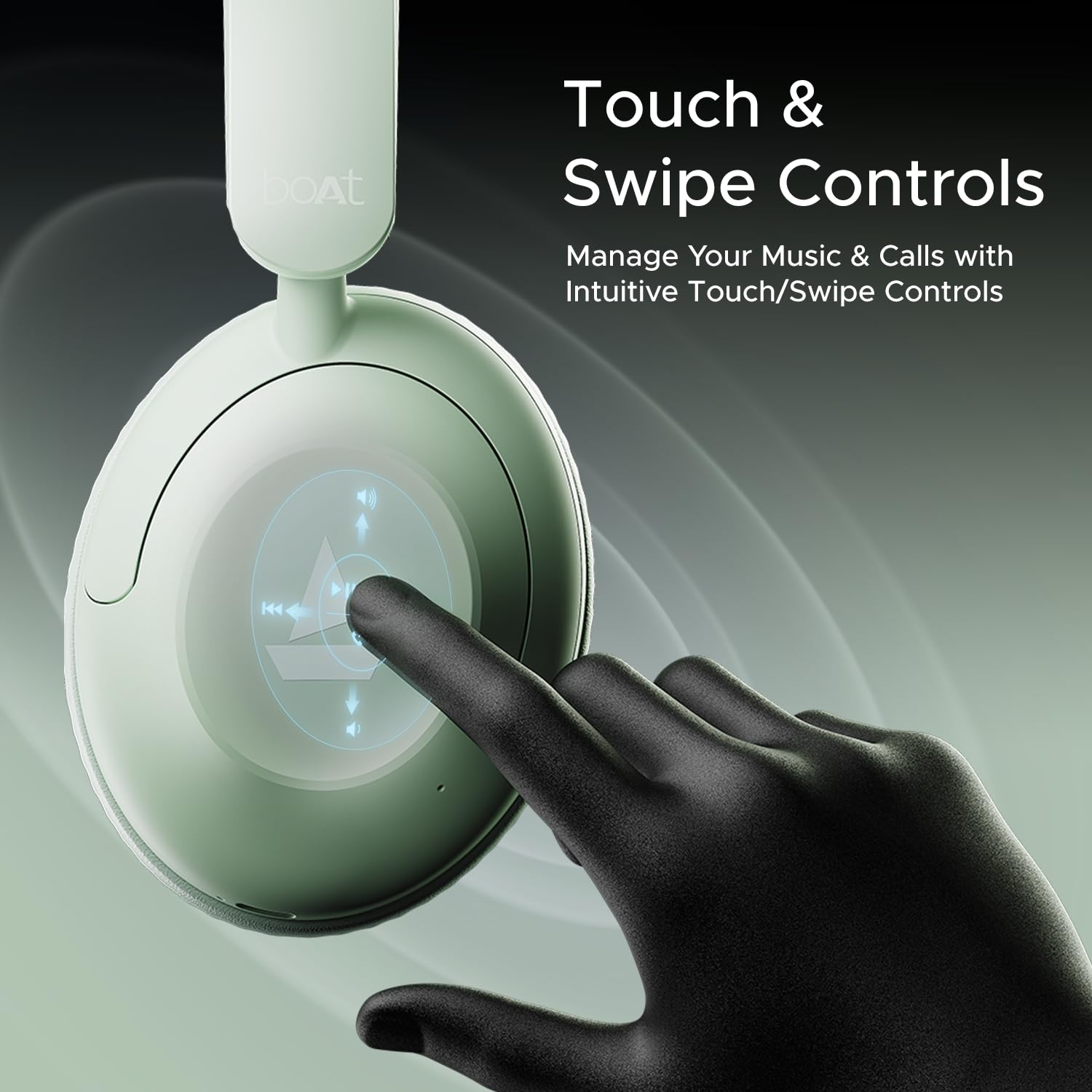 boAt Rockerz 650 Pro (2025 Launch),Touch/Swipe Controls,Dolby Audio,80Hrs Battery,2Mics Enx,Fast Charge,App Support,Dual Pair,Bluetooth Over Ear Headphones,Wireless Headphone with Mic (Sage Green)