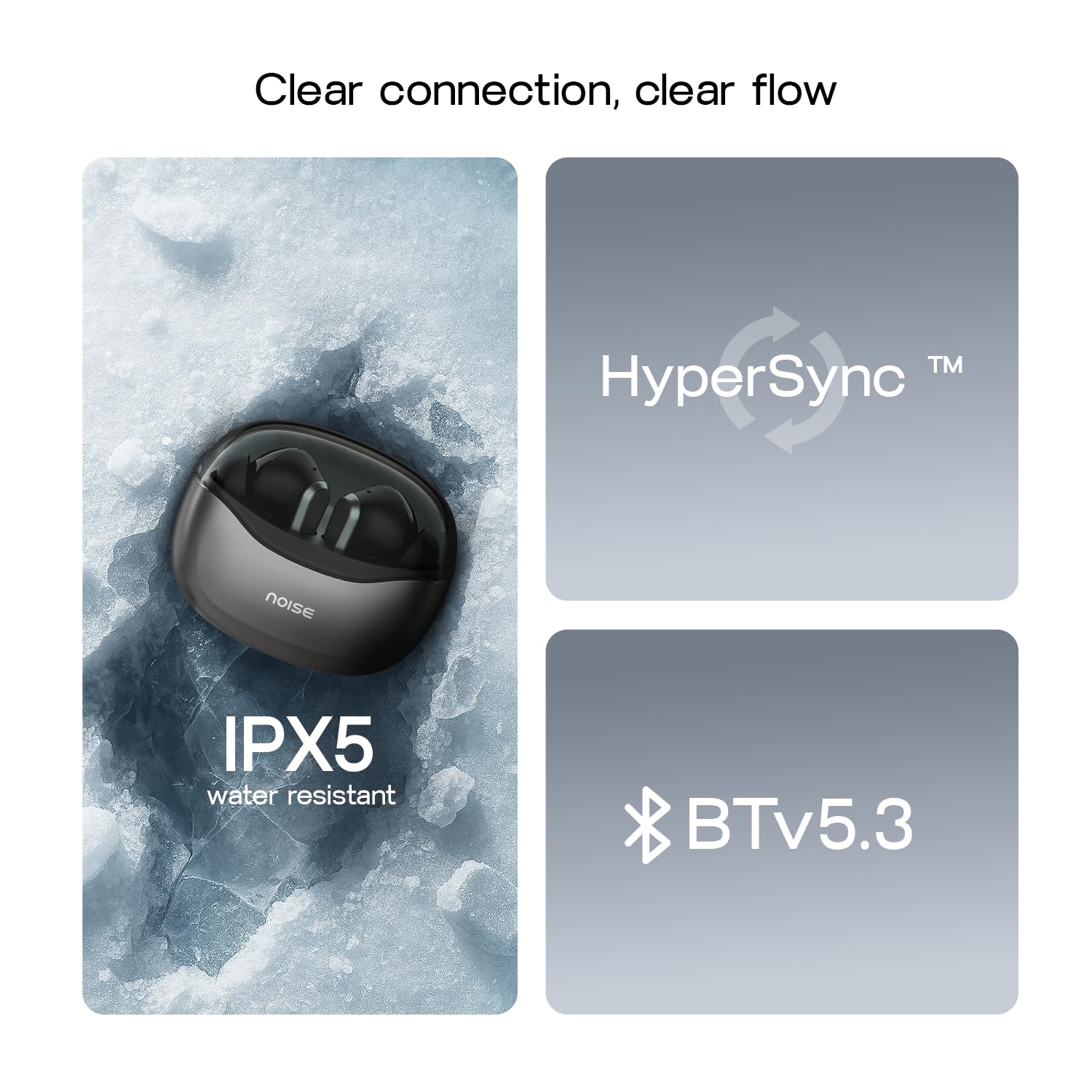 Noise Buds VS601 in-Ear Truly Wireless Earbuds with 50H of Playtime, Transparent case lid, Quad mic ENC, Dual Device Pairing, 10mm Driver, BT v5.3 (Graphite Black)