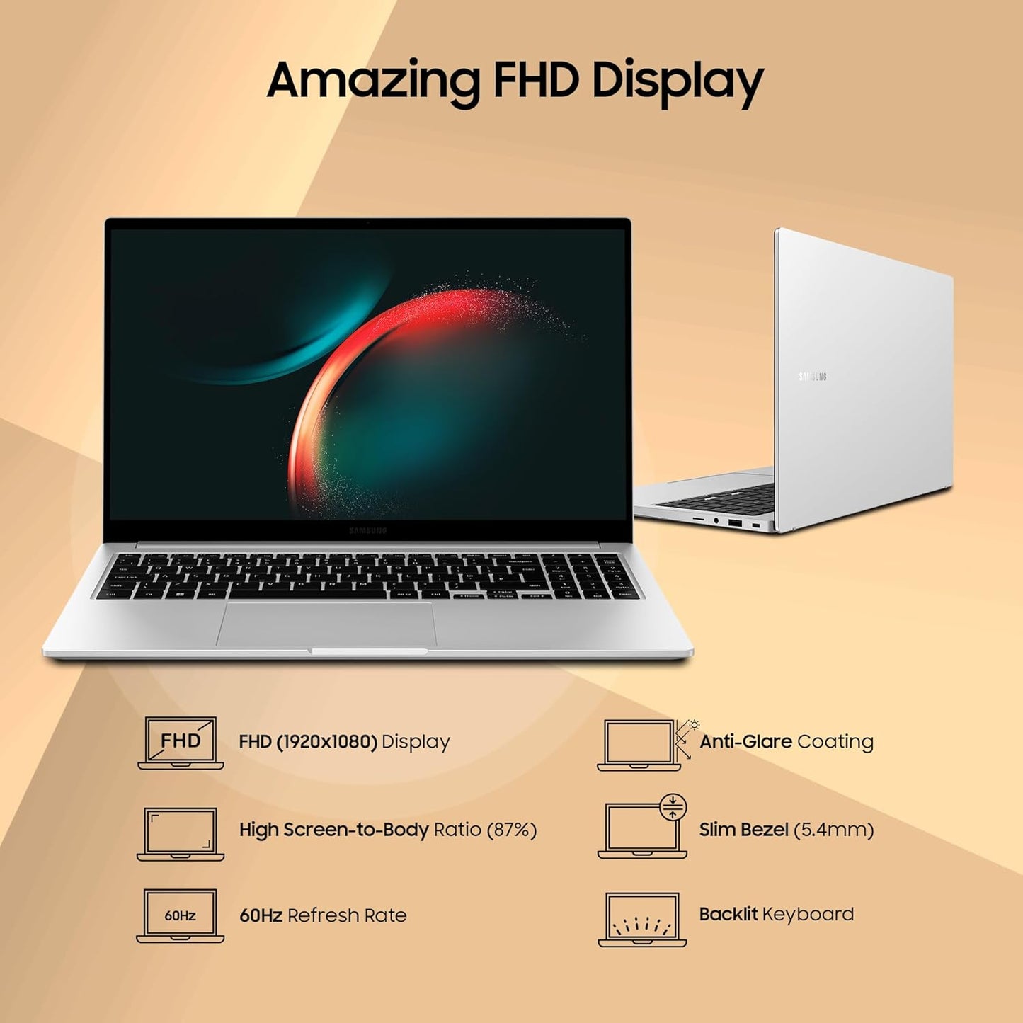 Samsung Galaxy Book3 Core i5 13th Gen 1335U - (8 GB/512 GB SSD/Windows 11 Home) Galaxy Book3 Thin and Light Laptop (15.6 Inch, Silver, 1.58 Kg, with MS Office)