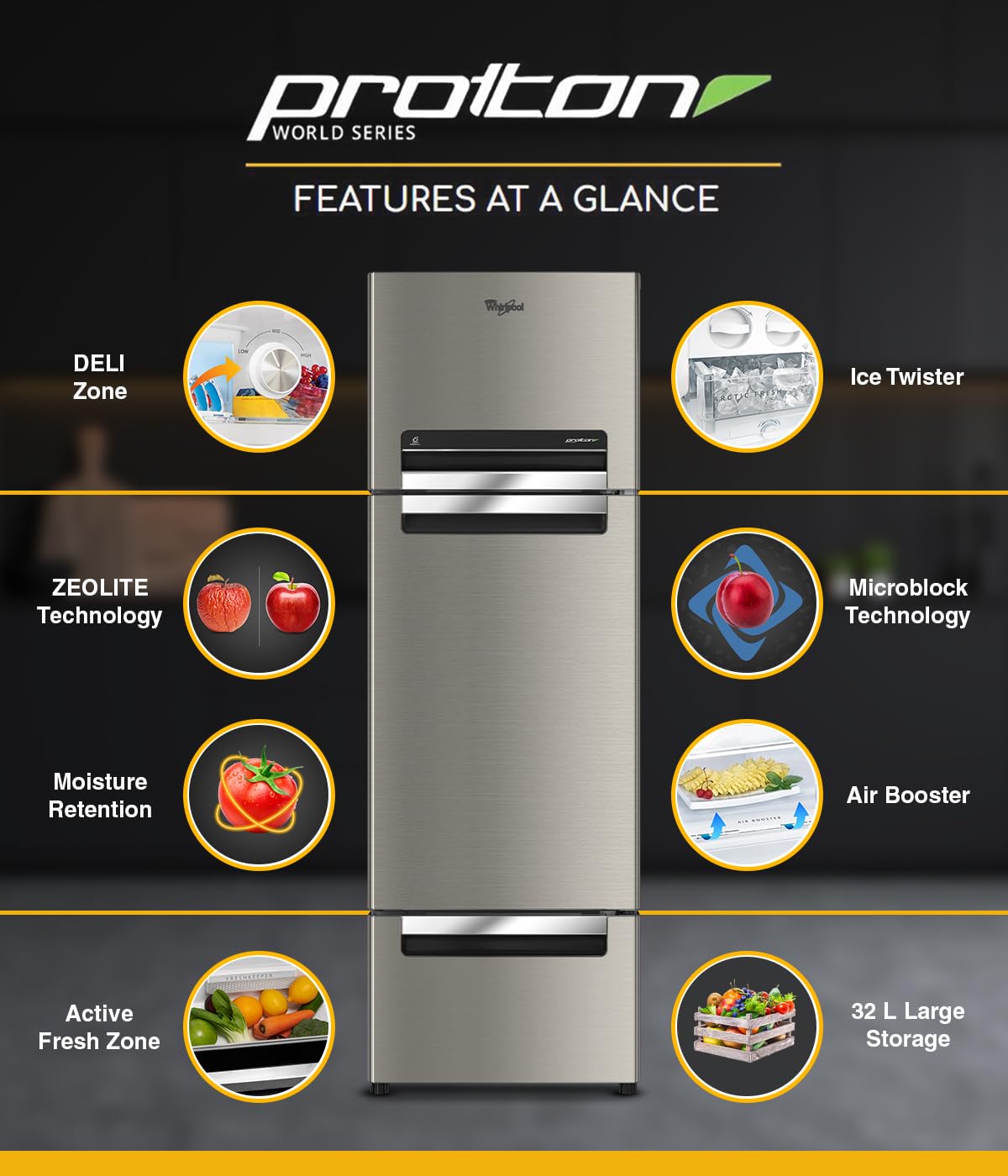 Whirlpool 270 L (Gross Capacity 300L) Frost Free Triple-Door Refrigerator (FP 313D PROTTON ROY ALPHA STEEL (Z)