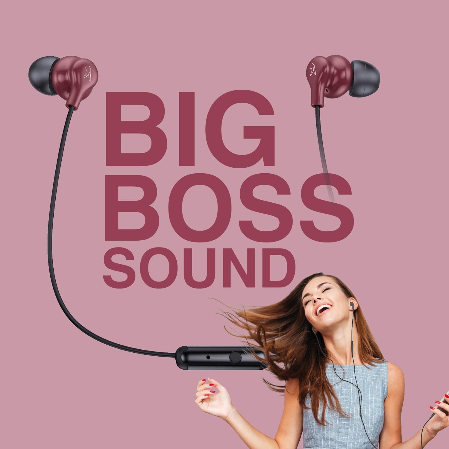 FINGERS SoundBoss Wired Earphones (with in-Built Mic, Sturdy Cable and L-pin Connector)- Burgandy