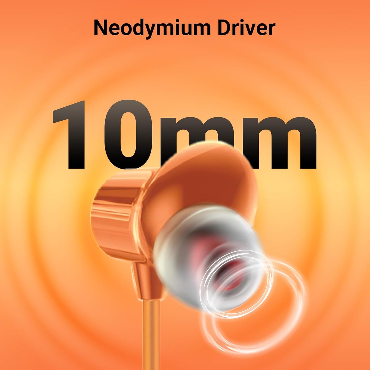 ZEBRONICS Buds 50, 3.5mm, in-Ear, Wired Earphones, in-Line MIC, 10mm Neodymium Bass Drivers, 1.2m Soft Silicon Cable, Magnetic Earbuds, Compatible with Mobile | Tablet | Laptop (Orange)