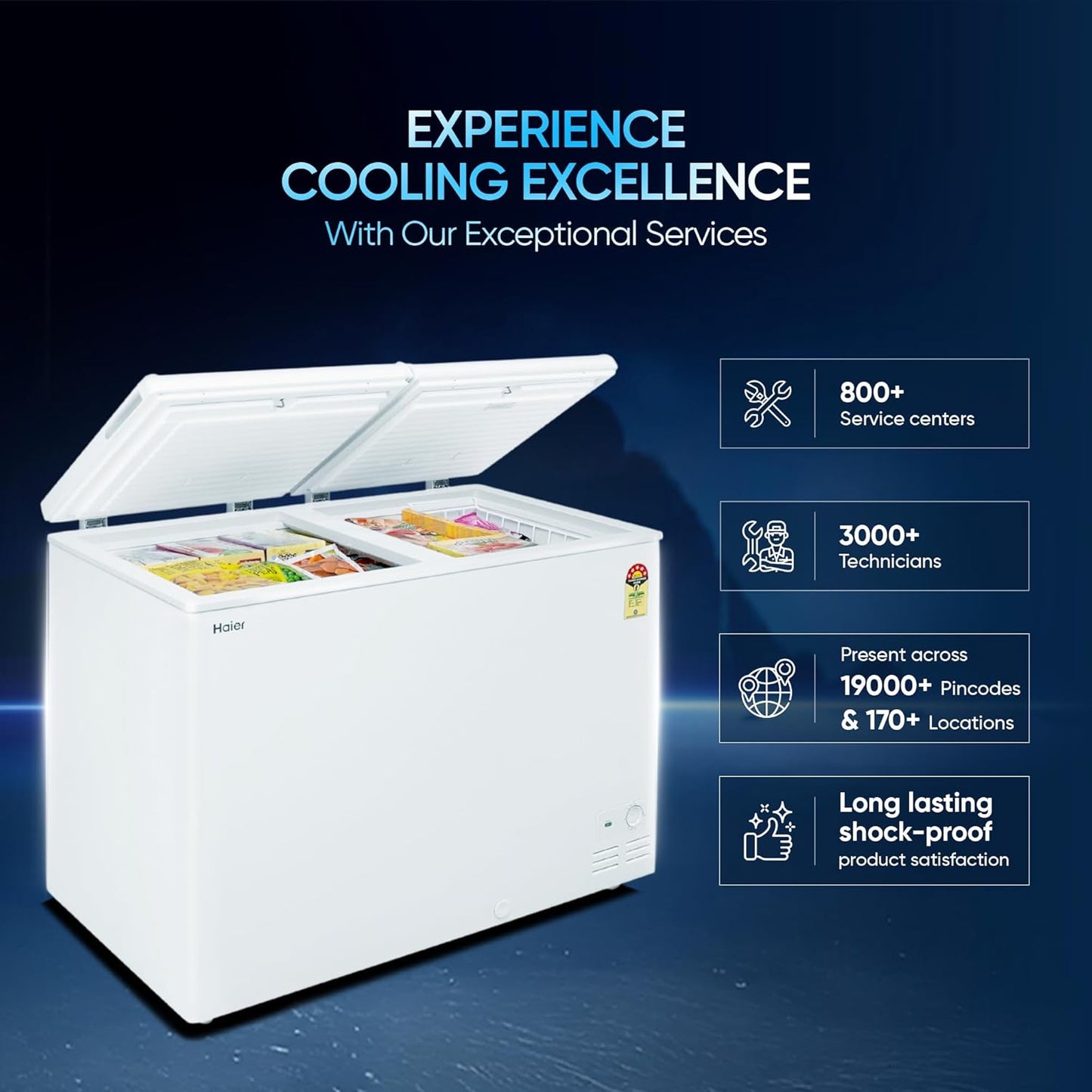 Haier HFC-320DM5, 5 Star Rating Double Door Convertible Deep Freezer, 5 Side Uniform Freezing, Heavy Duty Compressor, inside metal liner with 3 Layer Door Design (White)