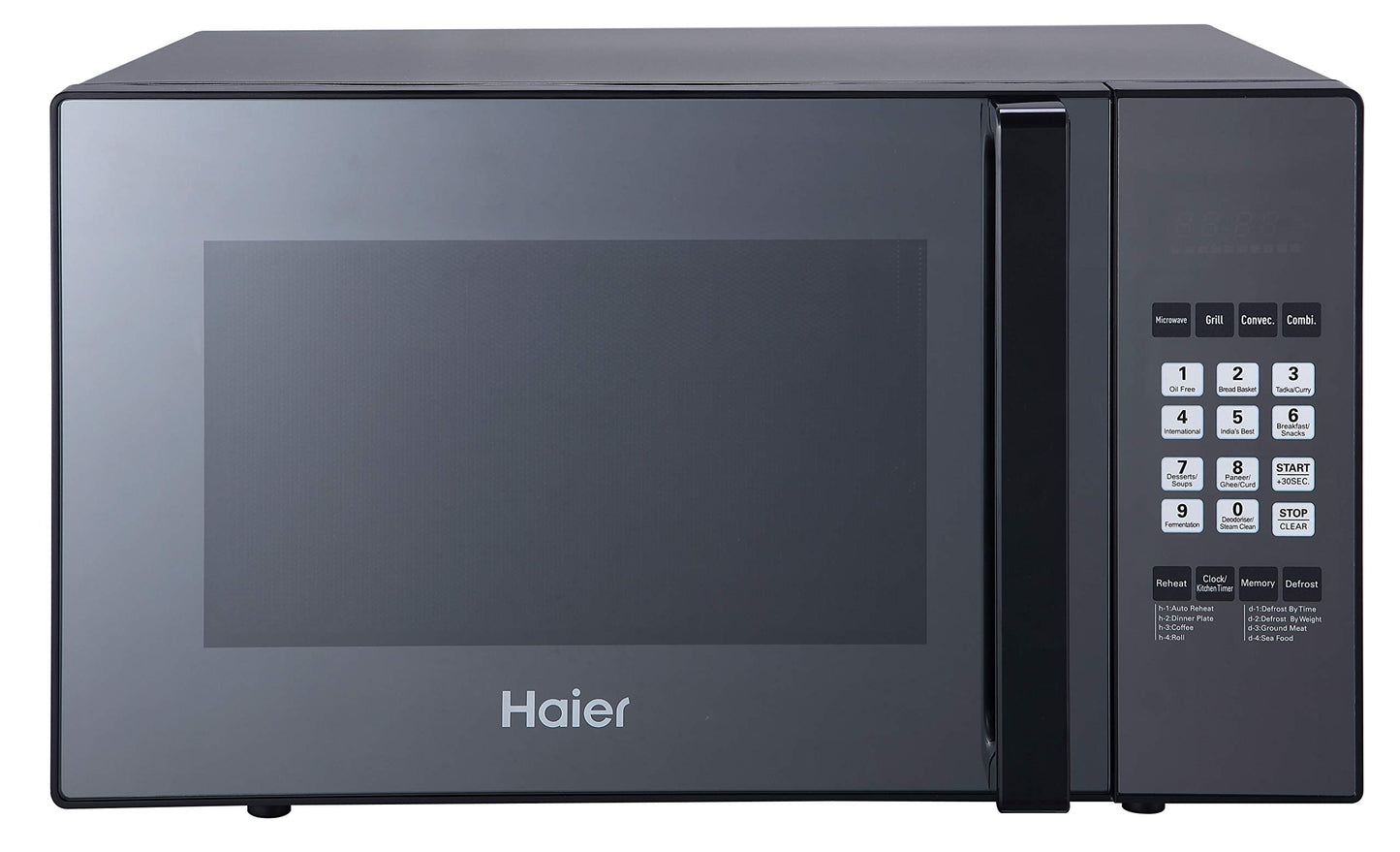 Haier 30L Convection Microwave Oven (HIL3001ARSB, Black) with In-Built Air Fryer | Motorized Rotisserie | Stainless-steel Cavity | 5 In 1 Microwave oven