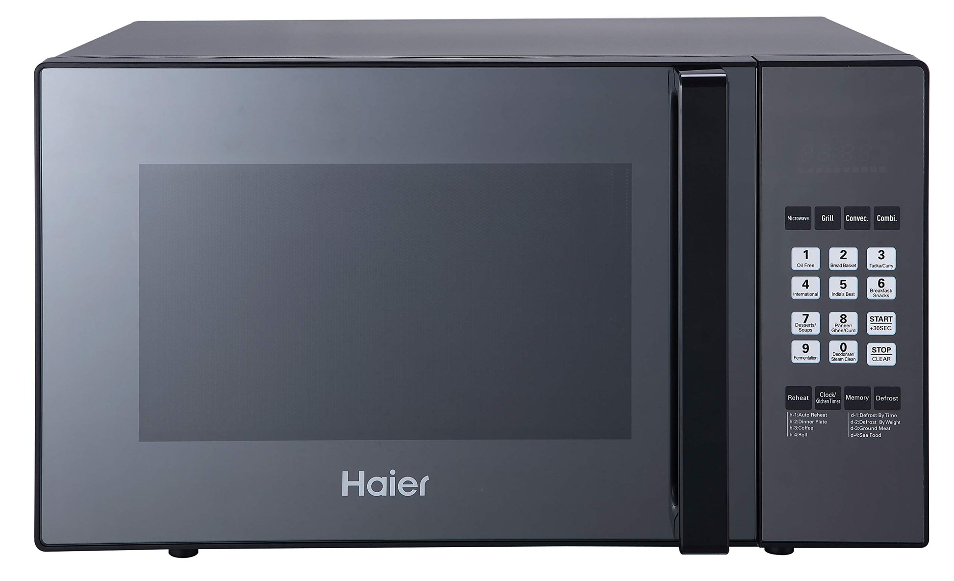 Haier 30L Convection Microwave Oven (HIL3001ARSB, Black) with In-Built Air Fryer | Motorized Rotisserie | Stainless-steel Cavity | 5 In 1 Microwave oven