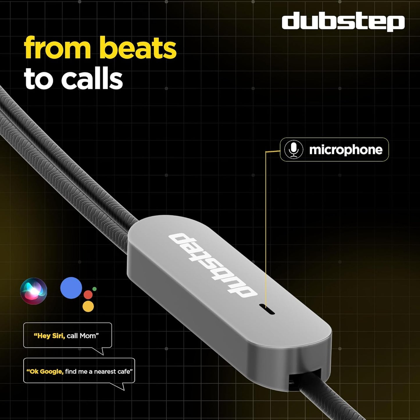 Dubstep Squad M7 with X-Bass Technology, 10mm Dynamic Drivers, Mobile/Laptop Compatible, 3.5 mm Audio Jack, in-Ear Wired Headphones with Mic - Grey