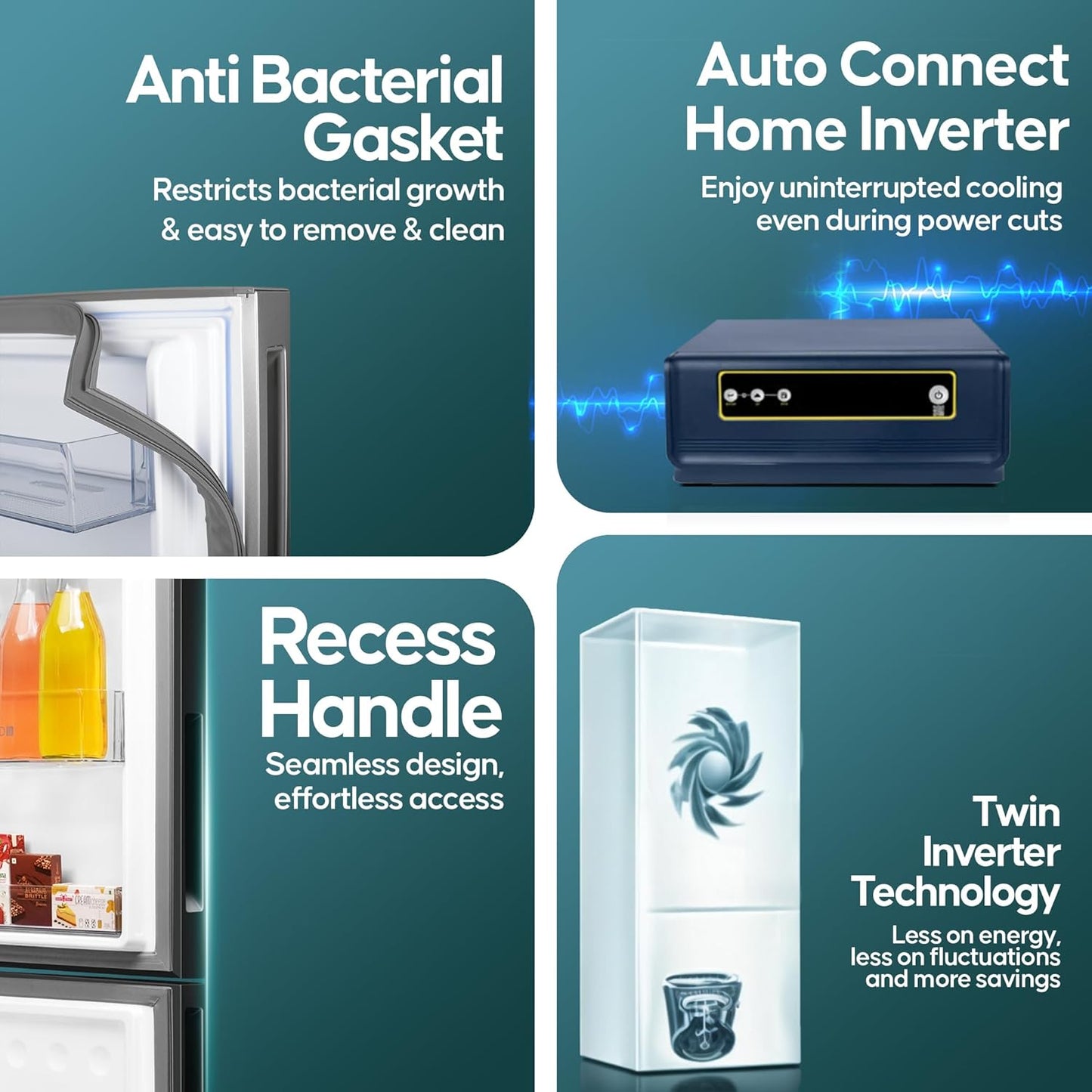 Haier 237 L, 3 Star, 8 In 1 Convertible, Twin Inverter Technology, Bottom Mounted Frost Free Double Door Refrigerator (HEB-243GB-P, GE Black)