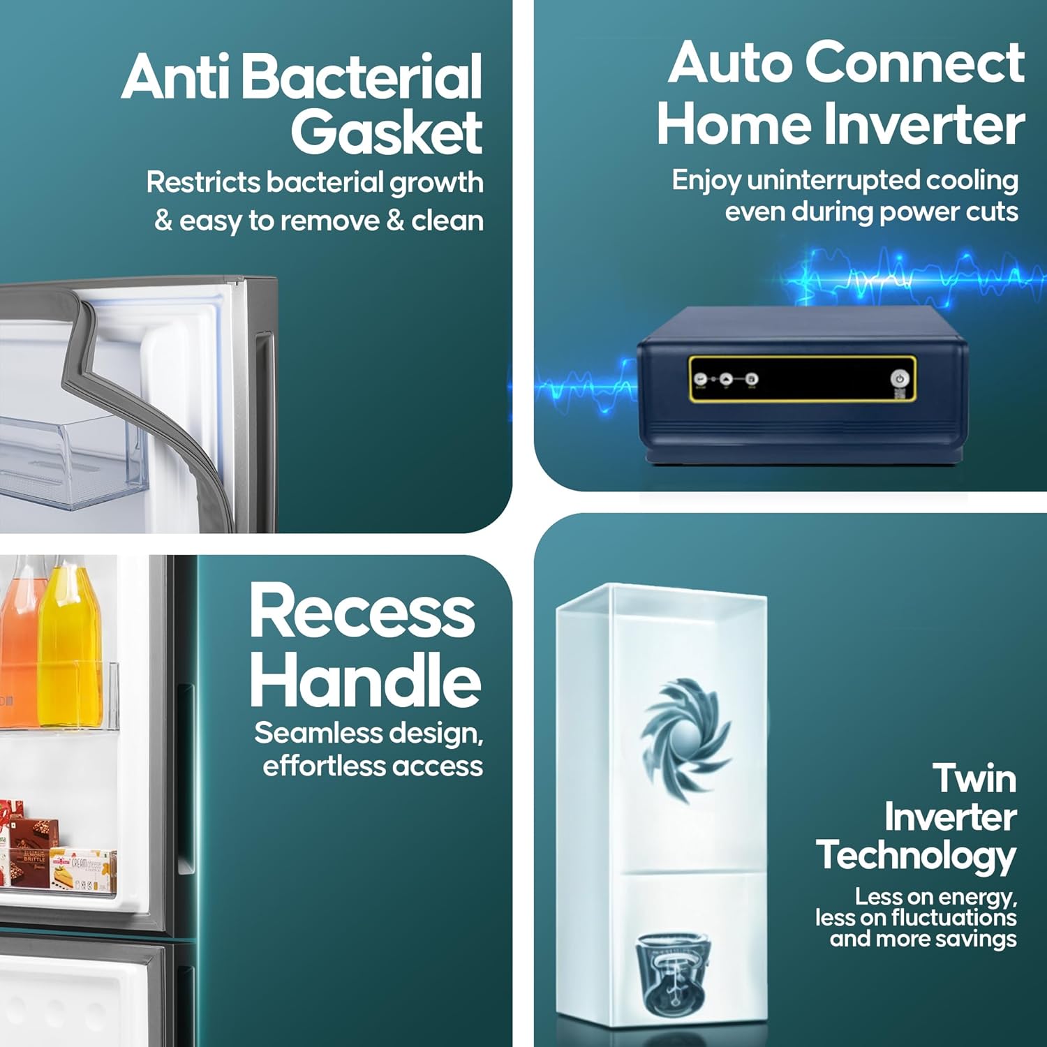 Haier 237 L, 3 Star, 8 In 1 Convertible, Twin Inverter Technology, Bottom Mounted Frost Free Double Door Refrigerator (HEB-243GB-P, GE Black)