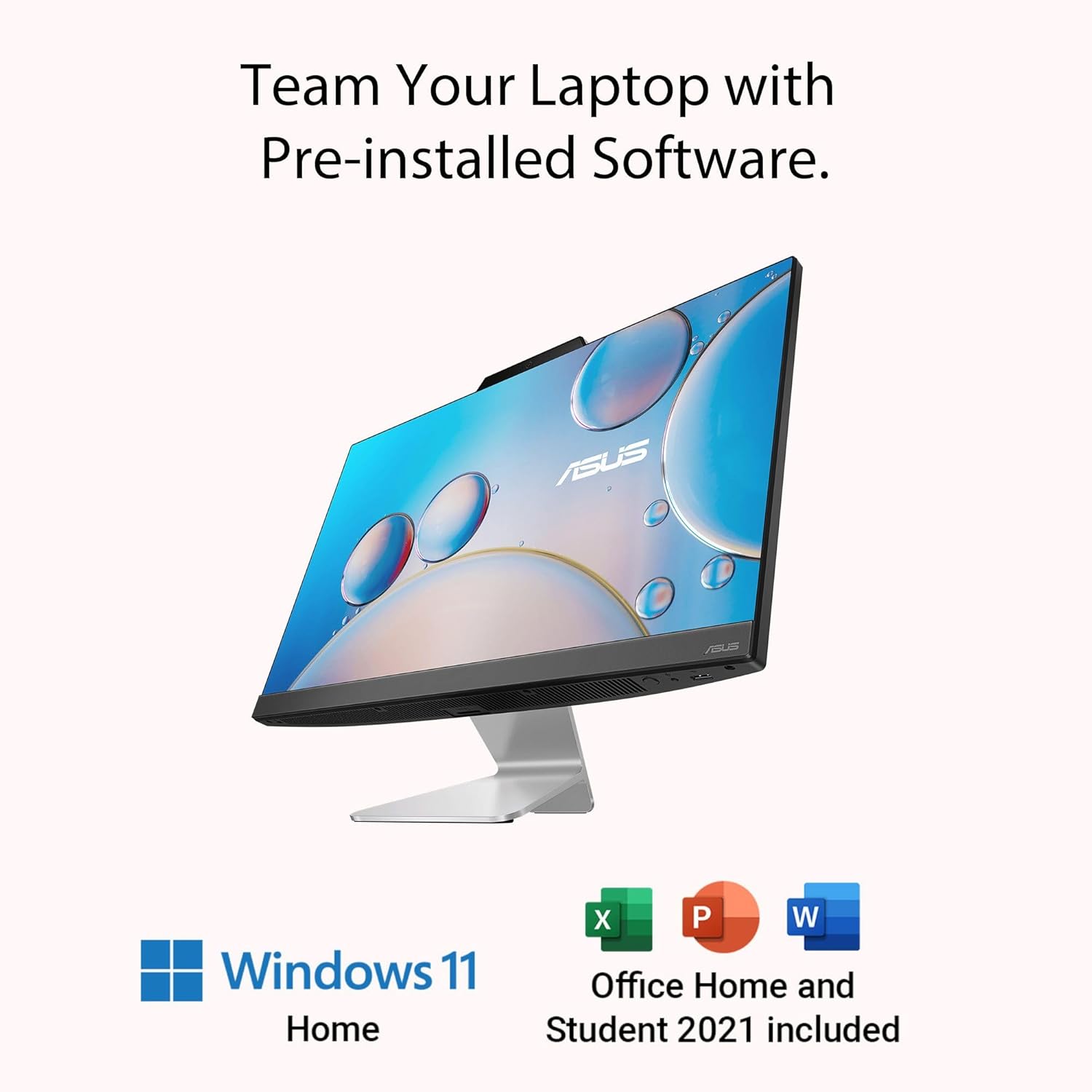 ASUS A3402, 23.8" FHD, 13th Gen, Intel Core i5-1335U, All-in-One PC (8GB RAM/512GB SSD/Windows 11/Office 2021/Black/5.4 Kg) with Wireless Black Keyboard & Mouse, 3 Years Warranty, A3402WVA-BPC002WS