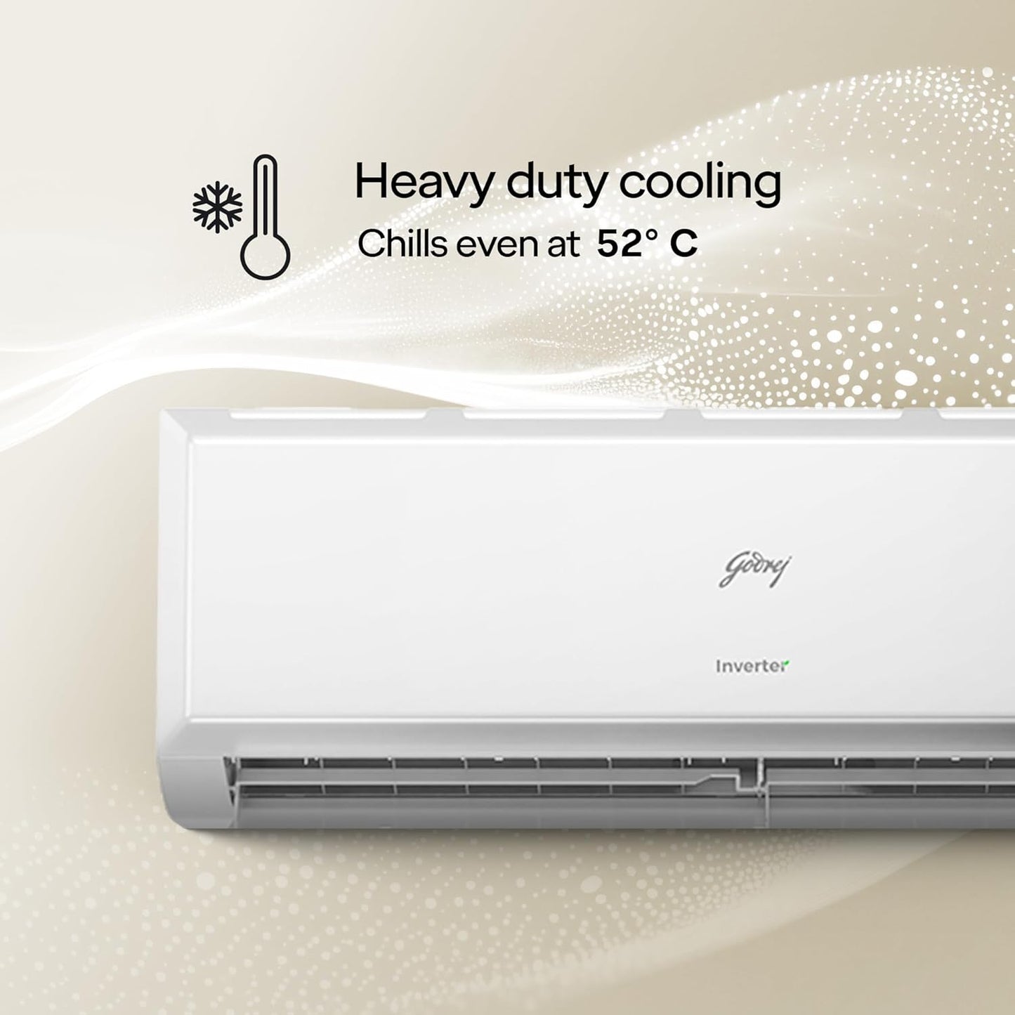 Godrej 1 Ton 3 Star, 5 Years Comprehensive Warranty, AI Powered, 5-In-1 Convertible Cooling, Inverter Split AC (Copper, 2025 Model, Heavy duty cooling at 52 °C, AC1T EI 12PINV3R32 WYQ 3S, White)