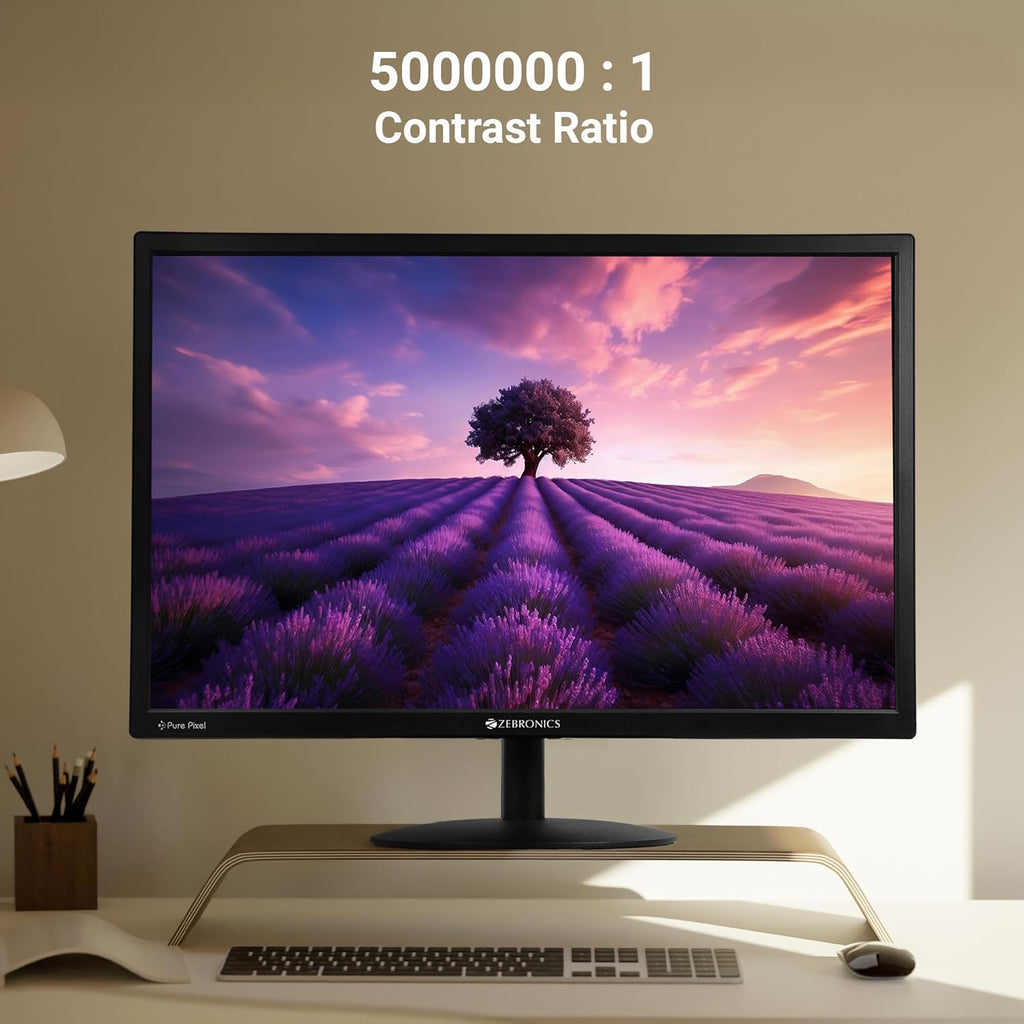 ZEBRONICS V22HD+LED, 22 Inch (55.8cm) LED Monitor, Dual HDMI & VGA Input, HD+1680 x 1050, 220nits Brightness, 5000000:1 Dynamic Contrast Ratio, 16.7M Colors,16:10 Aspect Ratio, Wall Mountable