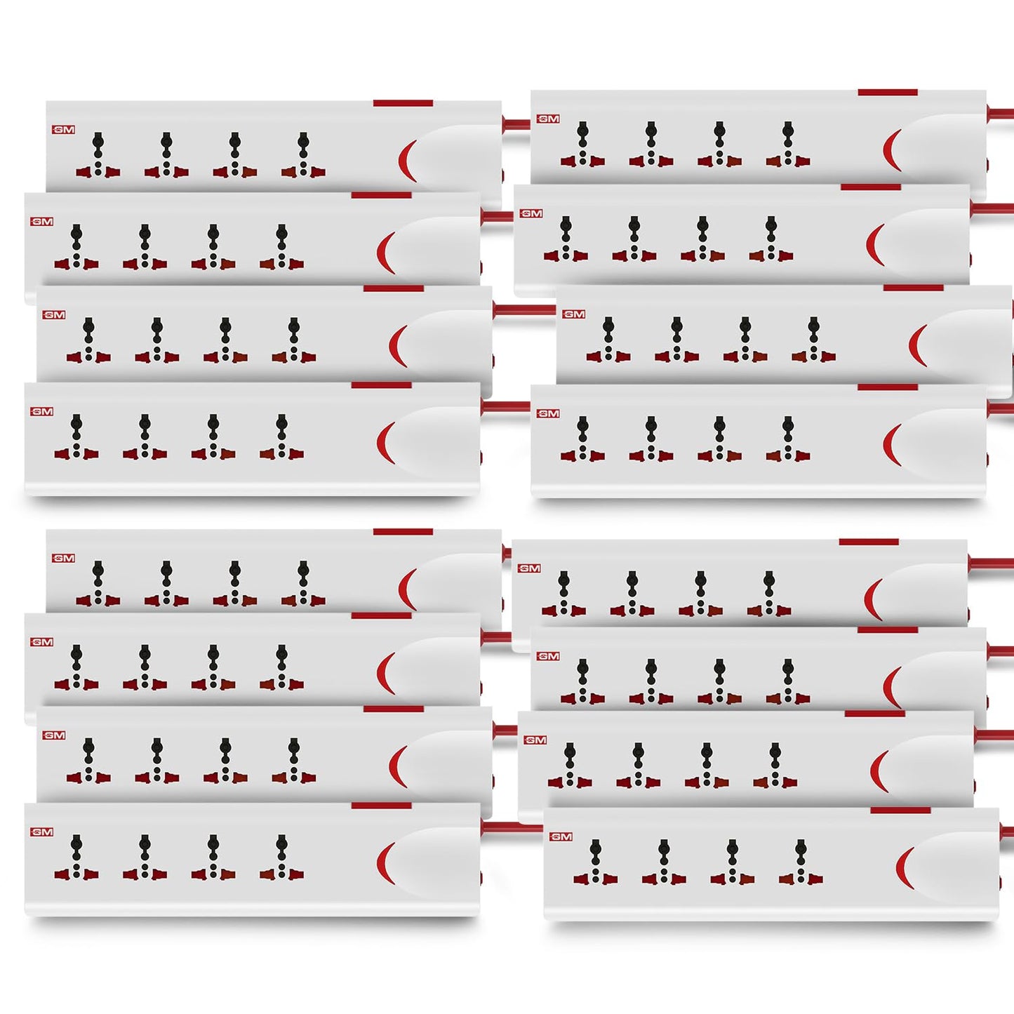 GM 3060 Extension Board 10Amp Output 250 Volts with 2 Mtr Extension Cord & Surge Protector | Master Switch, Safety Shutter, 4 International Sockets | Multi Plug Travel Adapter for Home Appliances