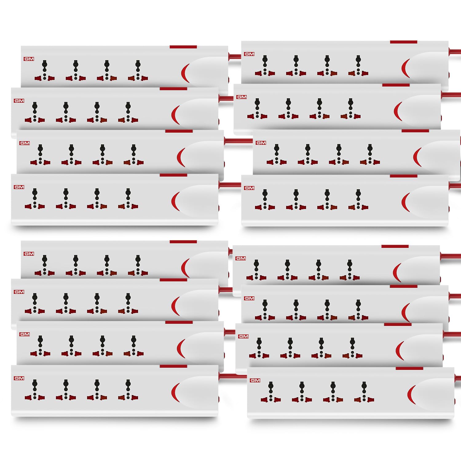 GM 3060 Extension Board 10Amp Output 250 Volts with 2 Mtr Extension Cord & Surge Protector | Master Switch, Safety Shutter, 4 International Sockets | Multi Plug Travel Adapter for Home Appliances