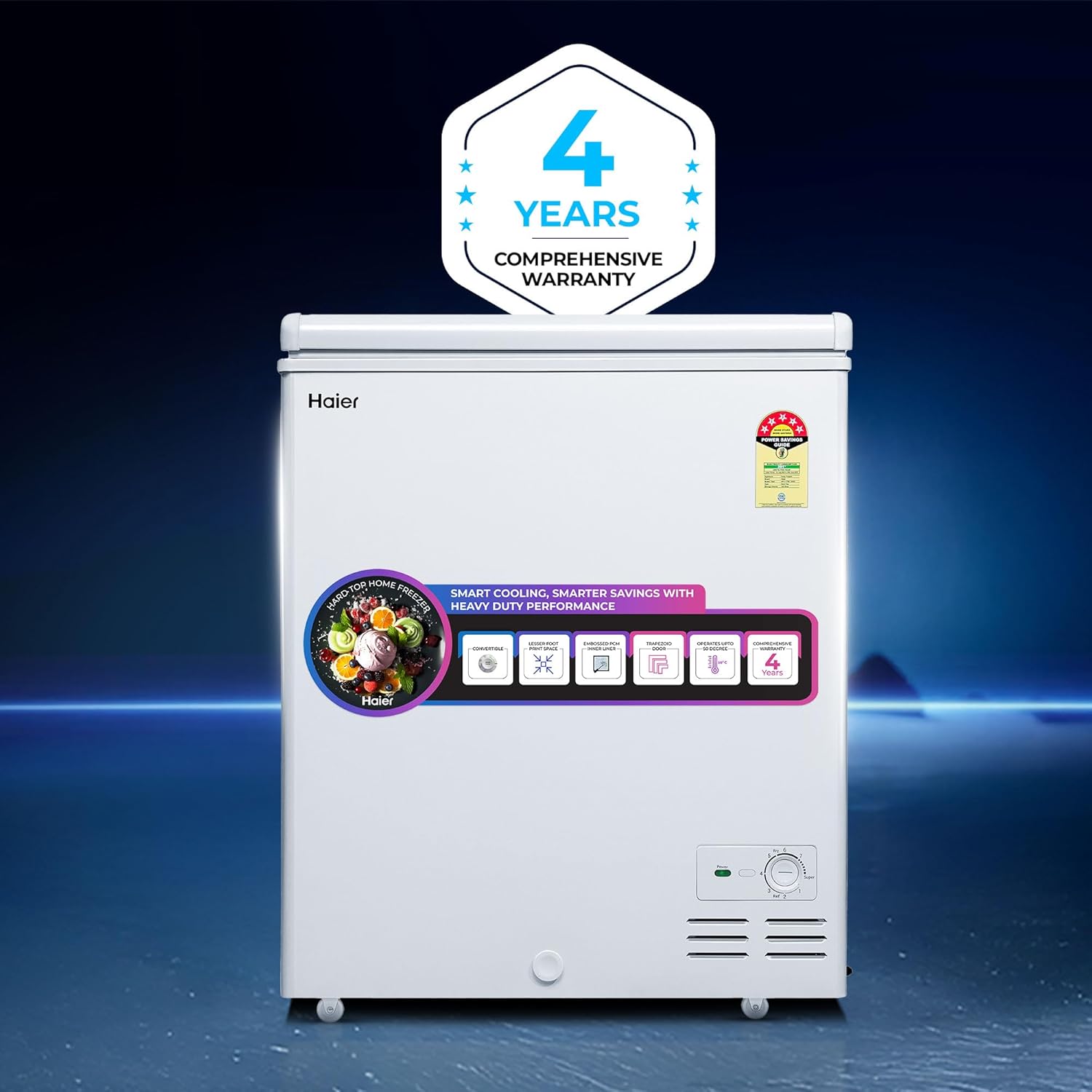 Haier HFC-175SM5, 5 Star Rating Single Door Convertible Deep Freezer, Inside Metal Liner with Deo Fresh and 4 Years Comprehensive Warranty (White)