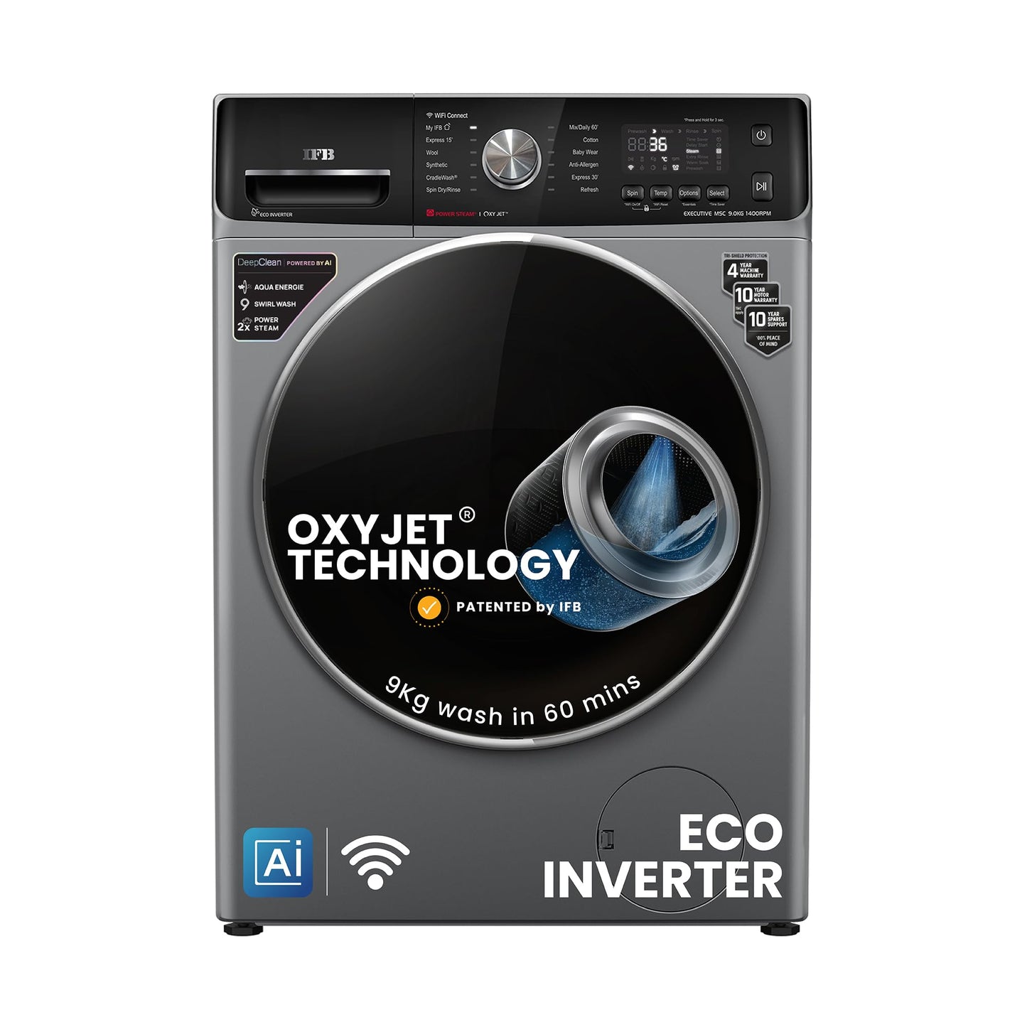 IFB 8 Kg 5 Star Powered by AI with 9 Swirl Wash, WiFi, Fully Automatic Front Load Washing Machine (Senator MBN 8012, Steam Refresh Program with Eco Inverter, Mocha)