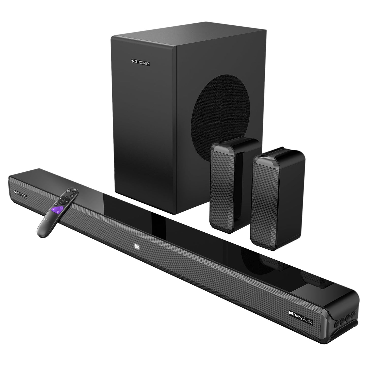 ZEBRONICS Juke BAR 9900, 725 Watts, Karaoke UHF Mic, Dolby Atmos, DTS X, 7.2.2 (5.2.4) Surround Soundbar with Dual Wireless Subwoofer & Satellites, HDMI eARC, Optical in, RGB LED