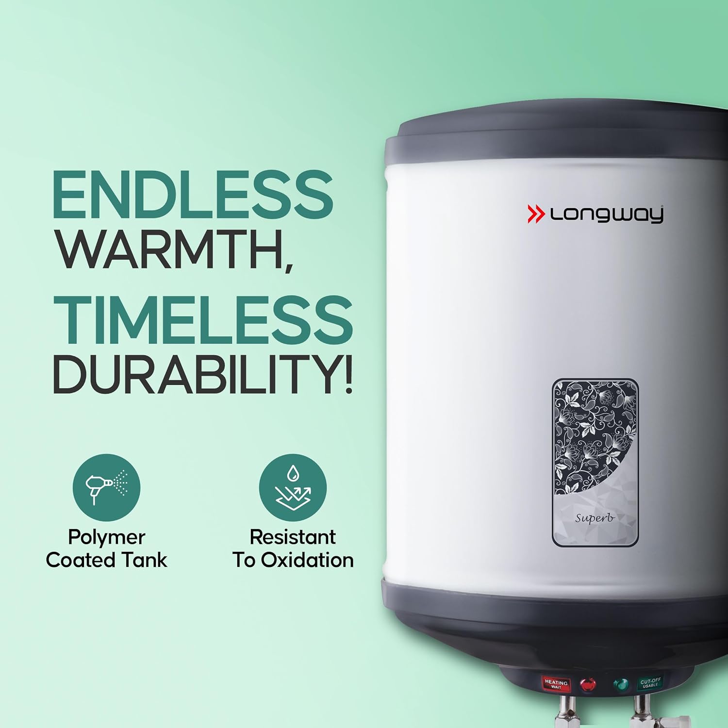 Longway Superb 10 Liters 5 Star Rated Automatic Instant Water Heater for Home | Water Geyser | Electric Geyser with Multiple Safety System & Anti-Rust Coating | 5 Years Warranty on Tank | Gray