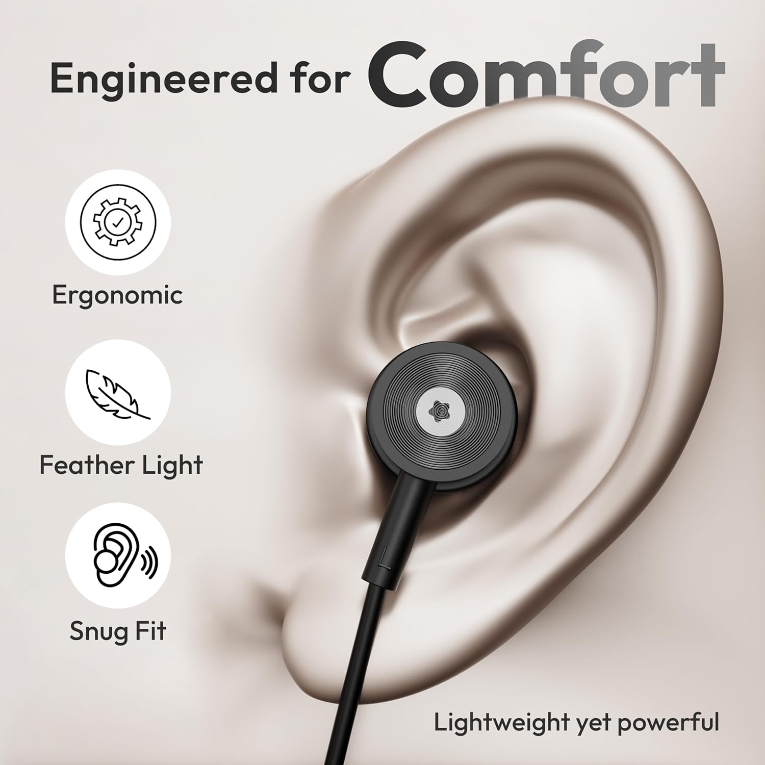 Boult XO Black Wired Earphones with 3.5mm Jack, Extra Bass, 10mm Dynamic Driver, Inline Control, IPX5 Water Resistant, HD Mic, Radial Finish, Earphones Wired Headphones with Mic Earphone