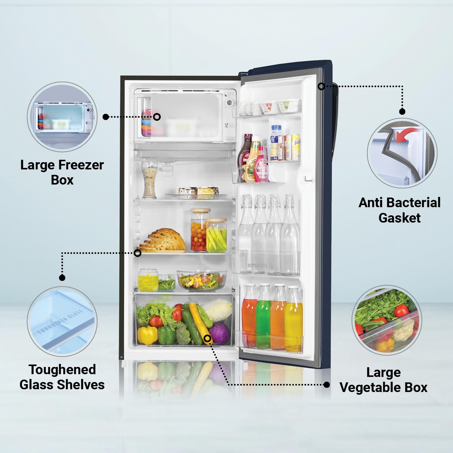 Haier 205 L, 3 Star, Direct-Cool Single Door Refrigerator (HED-213MB-N, Graphite Black)