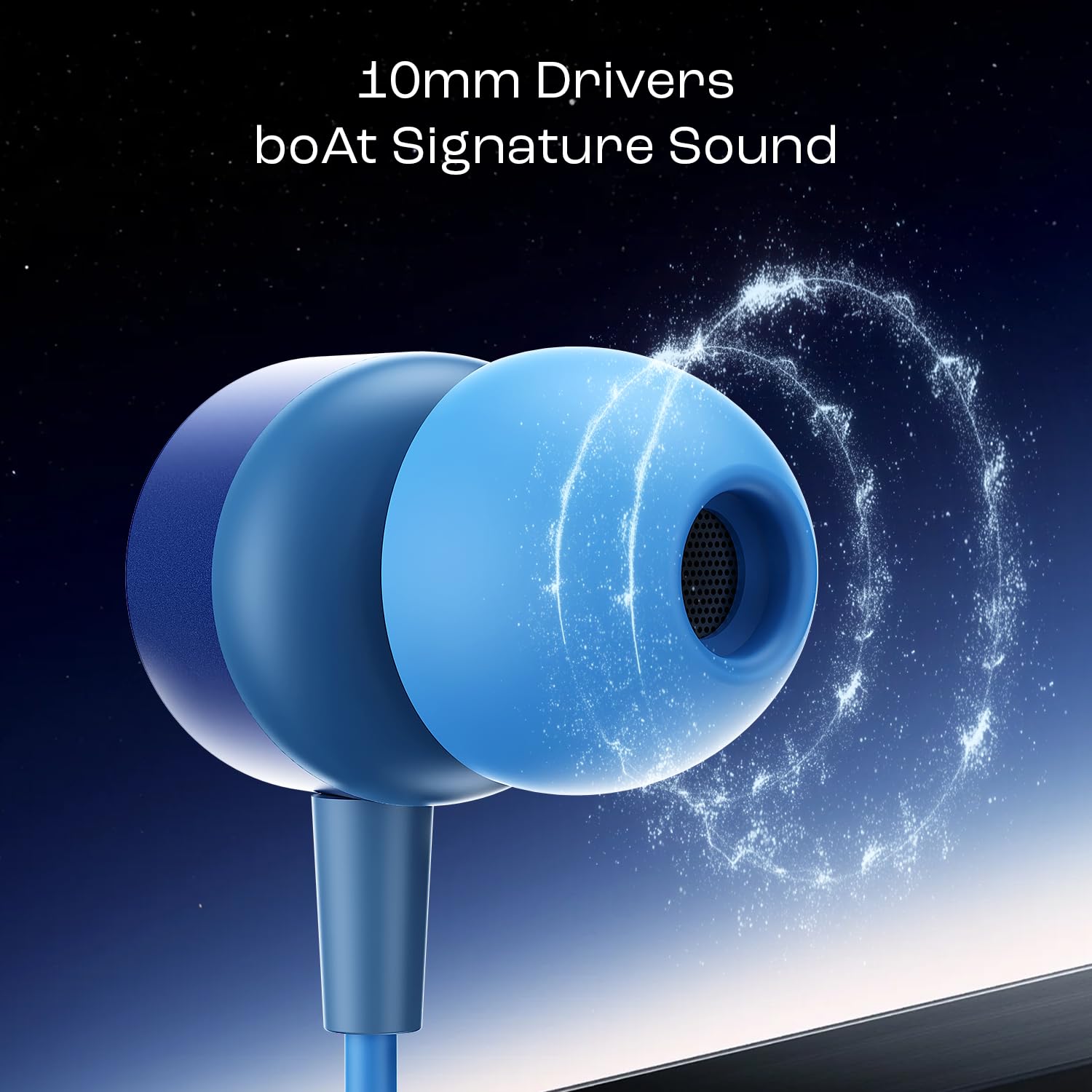 boAt Bassheads 162 V2 Wired Earphones with 10Mm Drivers, Metallic in Ear Earbuds, Integrated Controls, in-Line Microphone, Ergonomic Fit, Braided Cable & 3.5Mm Jack(Calm Blue)