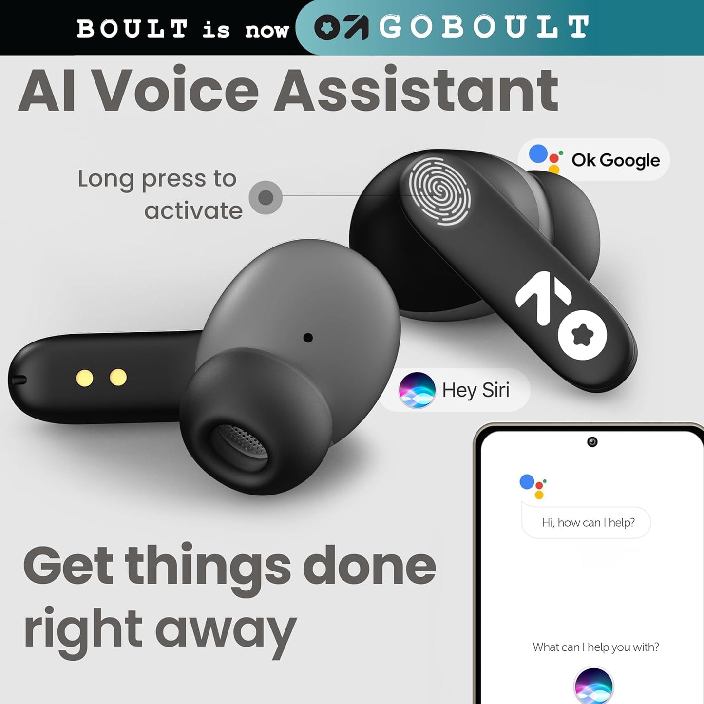 Boult GOBOULT Z20 Truly Wireless Bluetooth Ear Buds with 51H Playtime,Zen Calling ENC Mic,Made in India,Low Latency Gaming,Touch Controls,Rich Bass Drivers,TWS Earbuds Bluetooth Wireless(Jet Black)