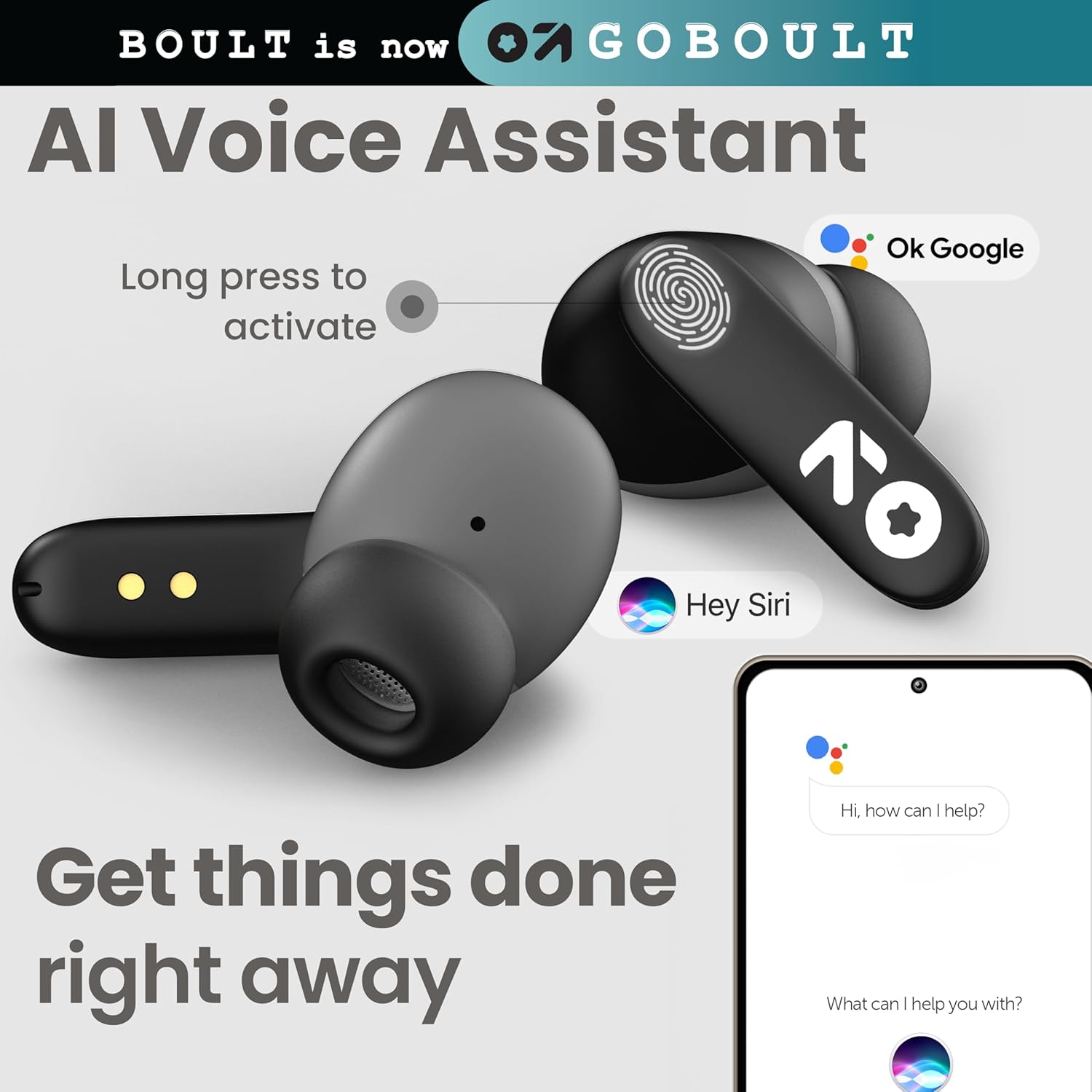 Boult GOBOULT Z20 Truly Wireless Bluetooth Ear Buds with 51H Playtime,Zen Calling ENC Mic,Made in India,Low Latency Gaming,Touch Controls,Rich Bass Drivers,TWS Earbuds Bluetooth Wireless(Jet Black)