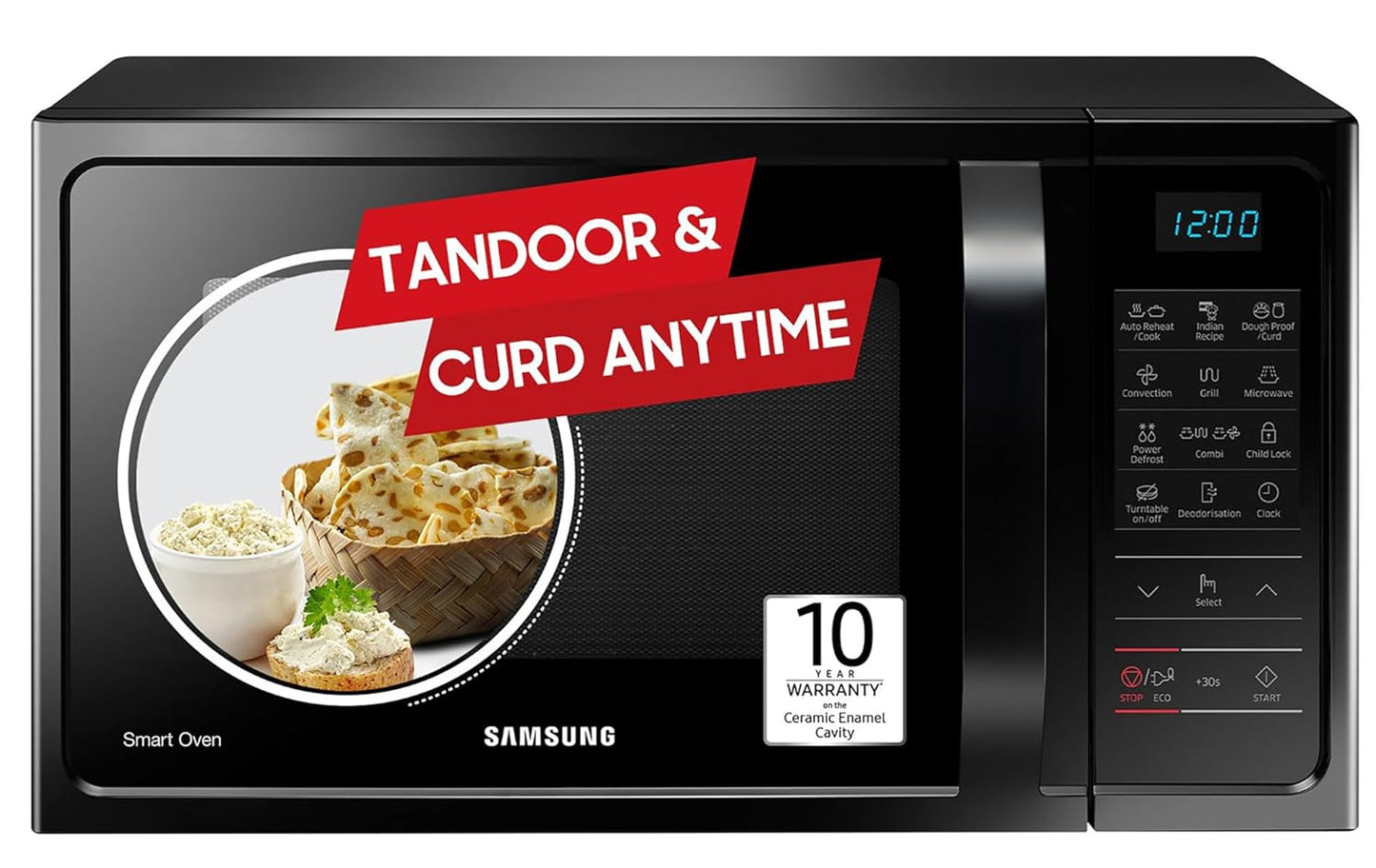Samsung 28L, Convection Microwave Oven with Curd Making(MC28A5013AK/TL, Black, 10 Yr warranty)
