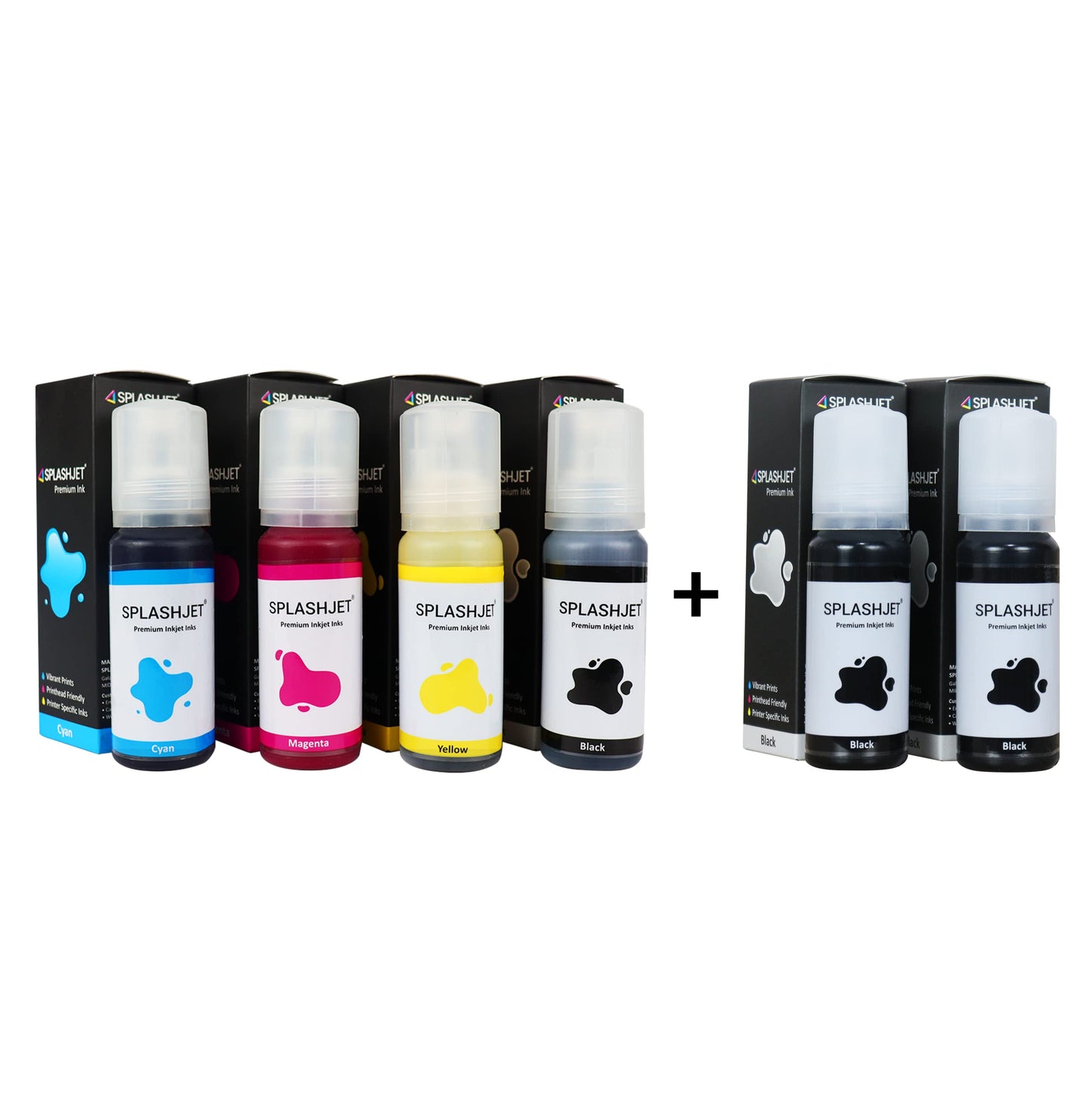Splashjet 003 Compatible Refill Ink for Epson L3110, L3150, L3250, L3252 L3115, L3116, L3101, L3210, L3215, L3216, L3151, L3152, L3156, L5190 Printer – (70gm x 4 Color) Set Box - 501737