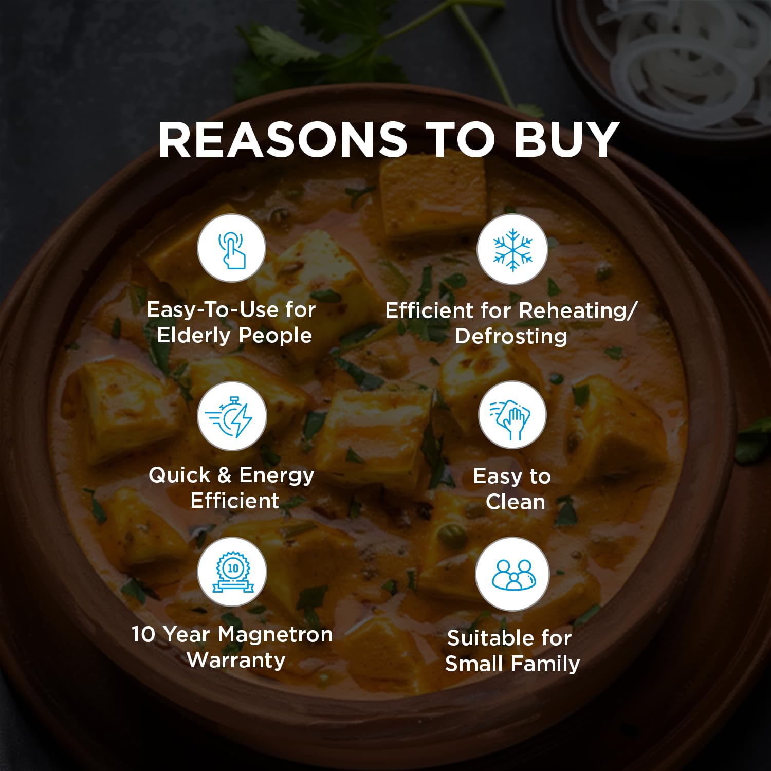 Midea 20L Solo Microwave Oven (MMO20CXAMMPEBK, Black, 5 power levels & Defrost function)