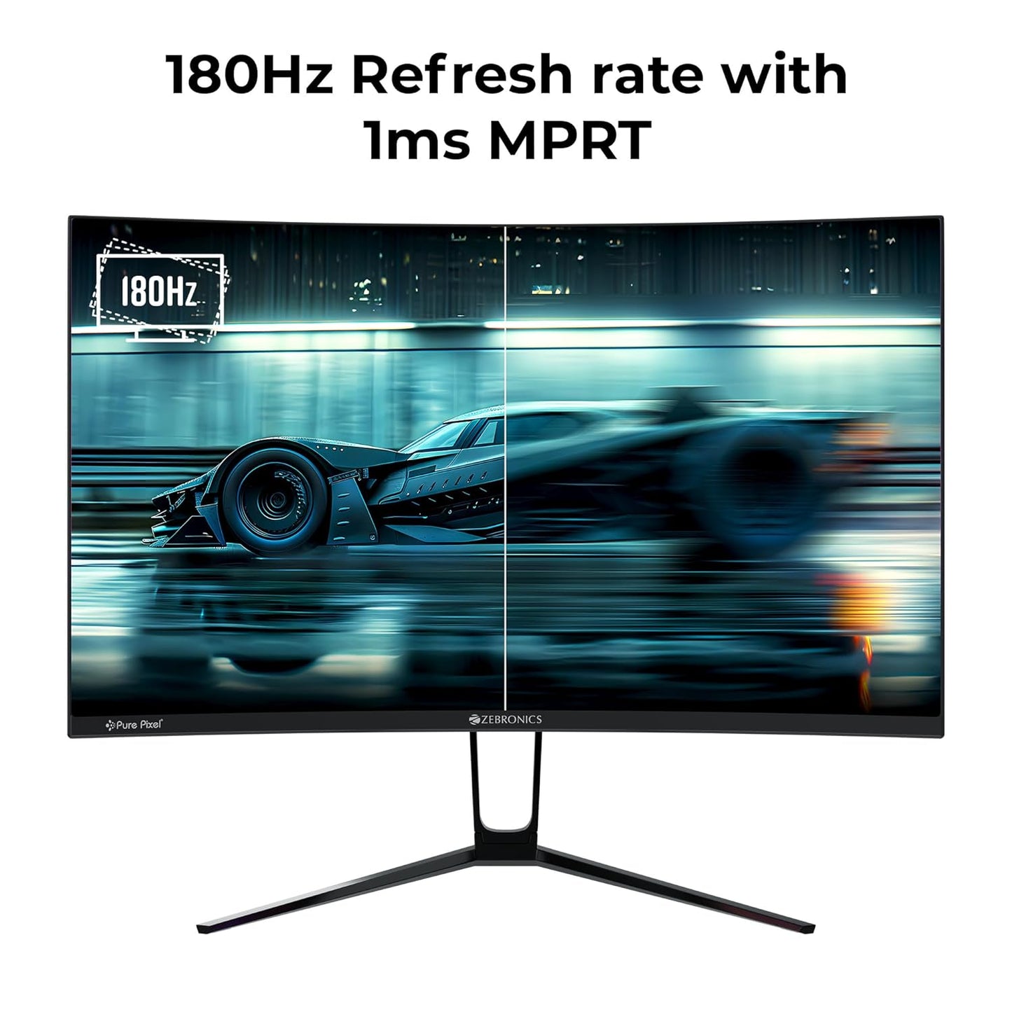 ZEBRONICS N32A 32"(80 cm) 1500R Curved Gaming Monitor, QHD 2560x1440, Antiglare, 300Nits, 180Hz, 1ms MPRT, HDR10, 99% sRGB | 92% DCI-P3, Adaptive Sync, 2 x DP | 2 x HDMI | 1 x 3.5mm