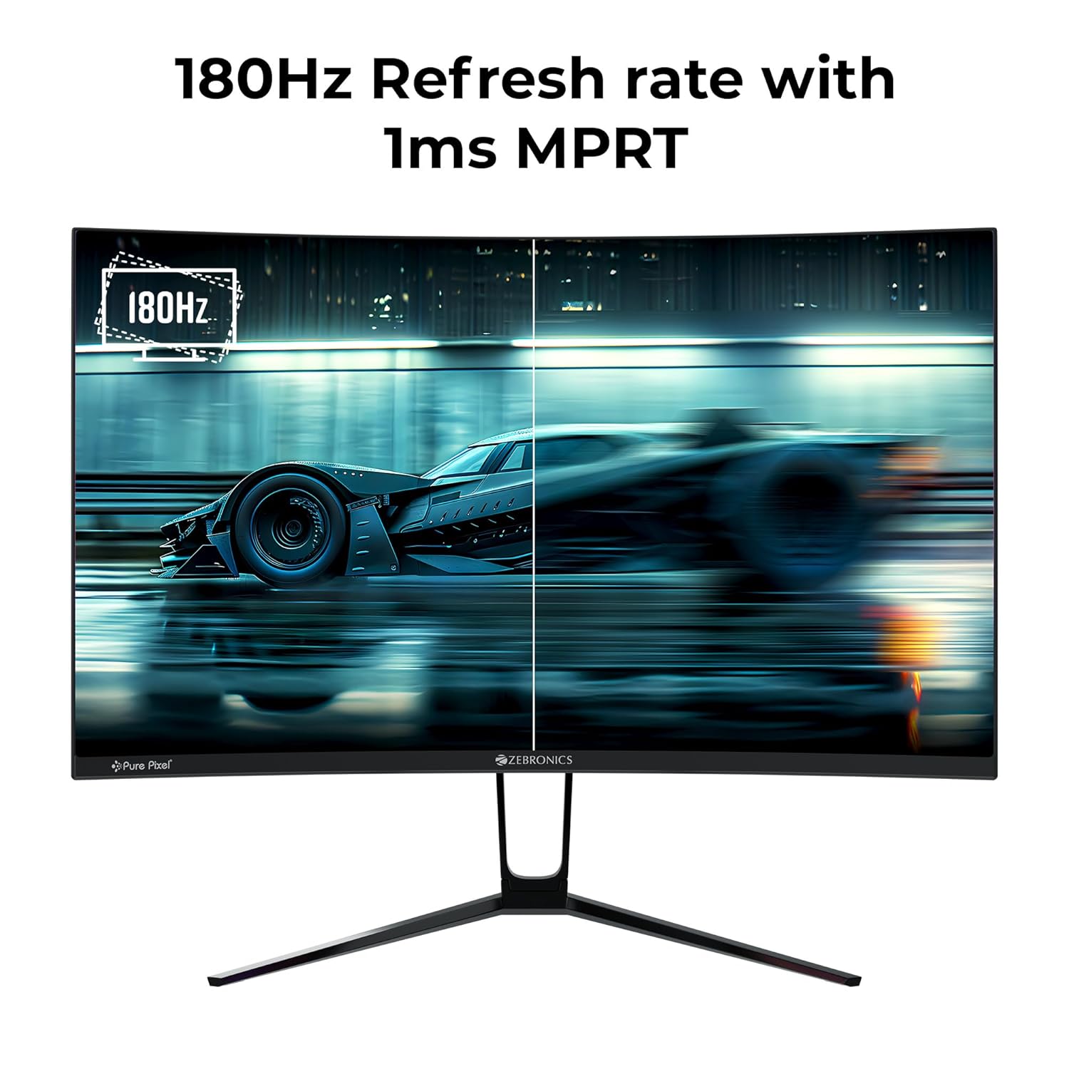 ZEBRONICS N32A 32"(80 cm) 1500R Curved Gaming Monitor, QHD 2560x1440, Antiglare, 300Nits, 180Hz, 1ms MPRT, HDR10, 99% sRGB | 92% DCI-P3, Adaptive Sync, 2 x DP | 2 x HDMI | 1 x 3.5mm