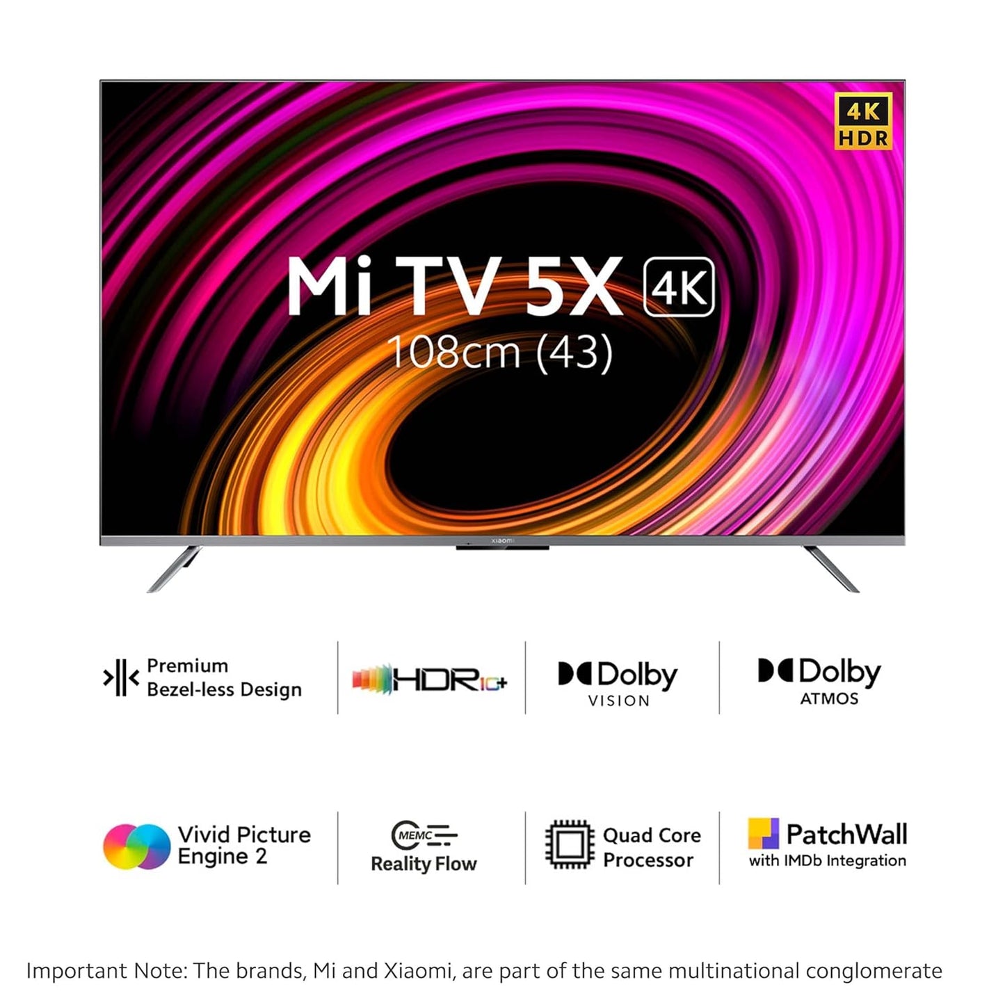 Mi 108 cm (43 inches) 5X Series 4K LED Smart Android TV with Dolby Vision & 30W Dolby Atmos (Grey)