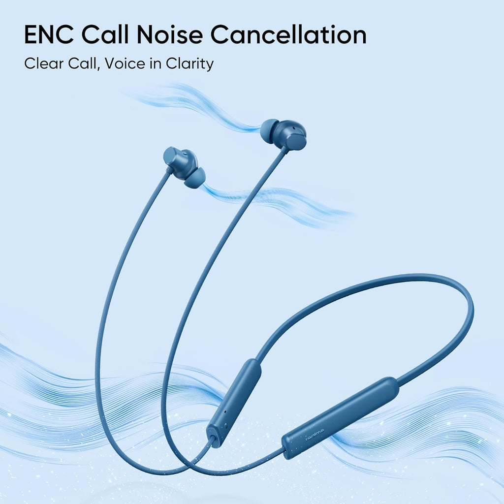 realme Buds Wireless 5 Lite in Ear Bluetooth Neckband with 12.4 mm Dynamic Bass Boost Driver,Upto 35 Hours Playback,45ms Low Latency,IP55 Dust & Water Resistant, Bluetooth V5.4 (Haze Blue)