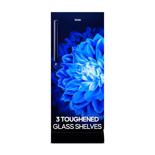 Haier 190 L, 5 Star, Direct-Cool Single Door Refrigerator (HED-205MDB-P, Marine Dahelia, Base Stand Drawer)