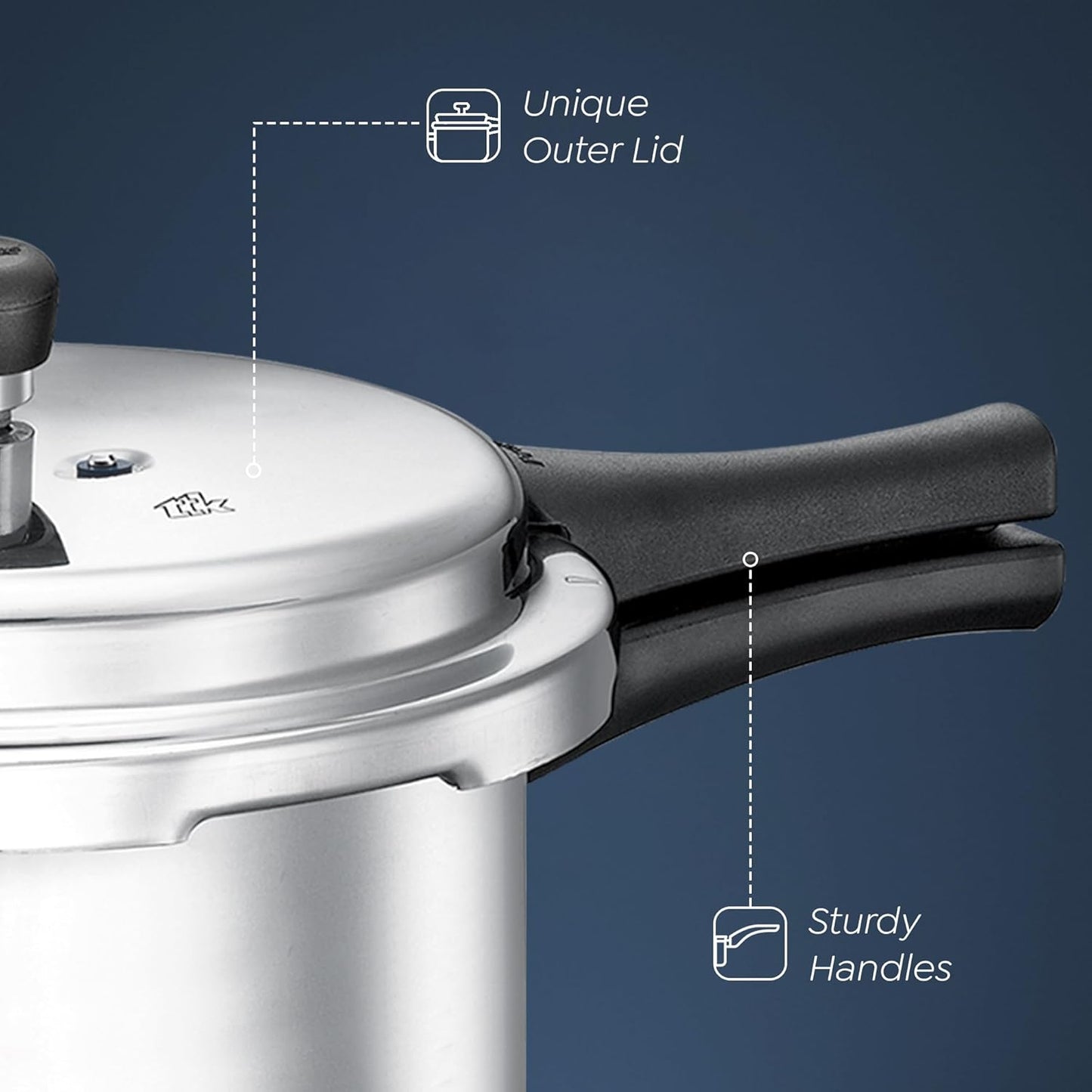 Prestige 2L+3L+5 Litres Popular Max Outer Lid Aluminium Combo Pressure Cooker with 2 Lids |Pressure Indicator | Gas & Induction Compatible |Metallic Safety Plug| Gasket-Release System