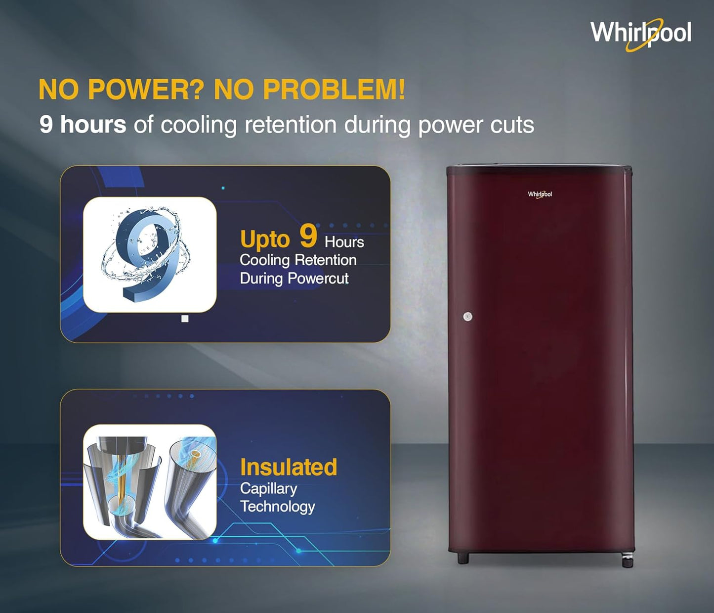 Whirlpool 184 L 2 Star Direct-Cool Single Door Refrigerator (205 WDE CLS 2S SHERRY WINE-Z, Red)