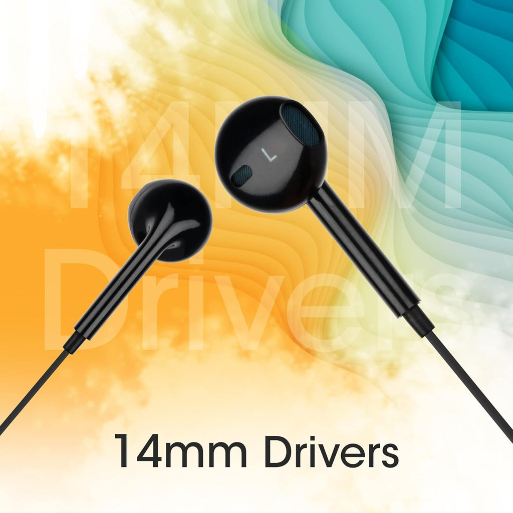 ZEBRONICS Zeb-Buds 30 3.5mm Stereo Earphone with Microphone for Calling, Volume Control, Multifunction Button, 14mm Drivers, Stylish eartip,1.2 Meter Durable Cable and Lightweight Design(Black)