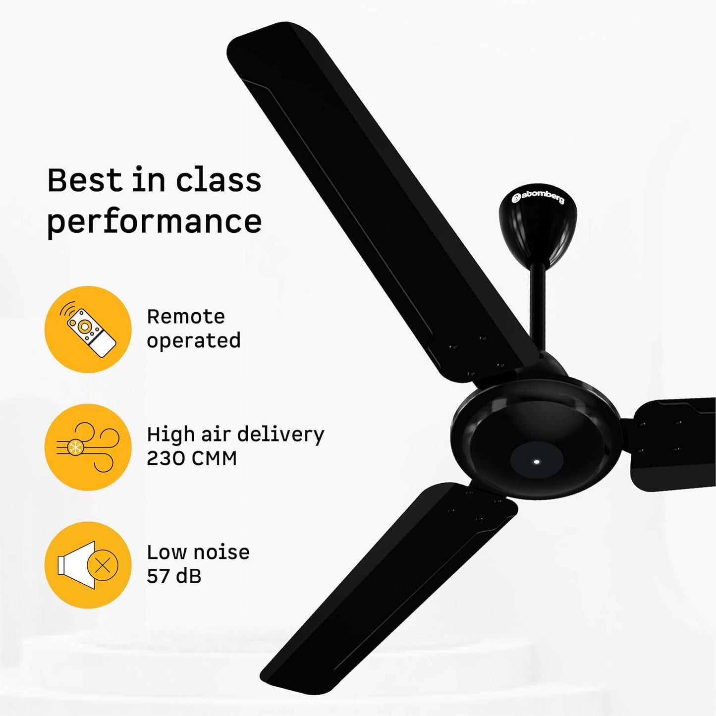 atomberg Ameza 1200mm Timeless BLDC Ceiling Fan with Remote|5 star|High Air Delivery|LED Speed Indicator|Low Noise|Timeless Design with Power Saving|2 Year Warranty|Gloss Black